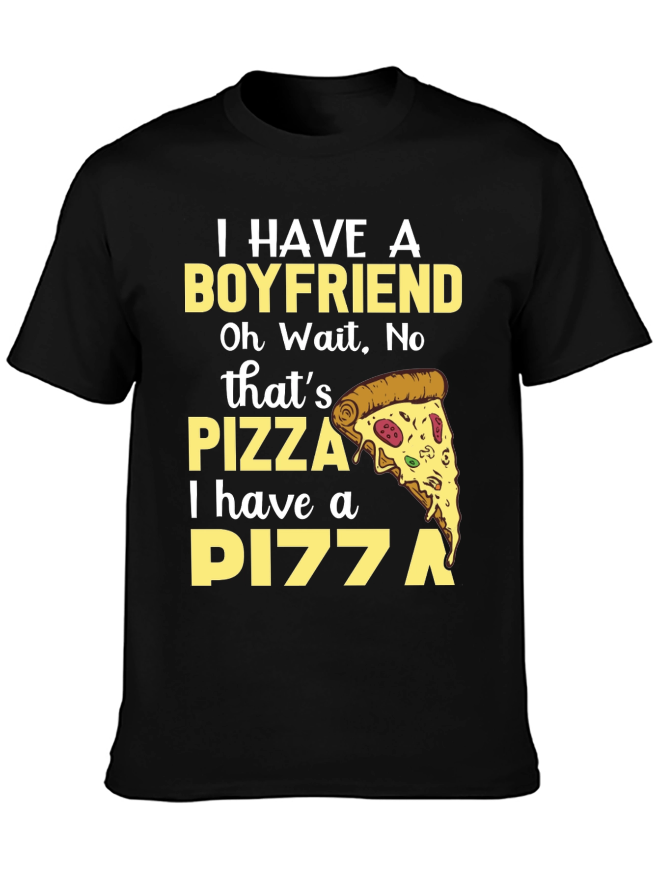 Black Pizza Lover Tee - Boyfriend Replacement T-Shirt view 3