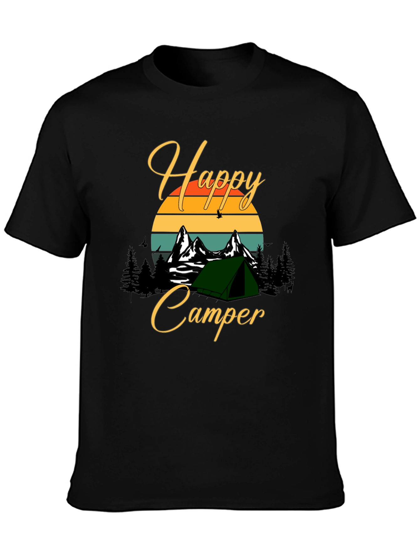 Black Happy Camper Graphic Tee - Outdoor Adventure Shirt view 3
