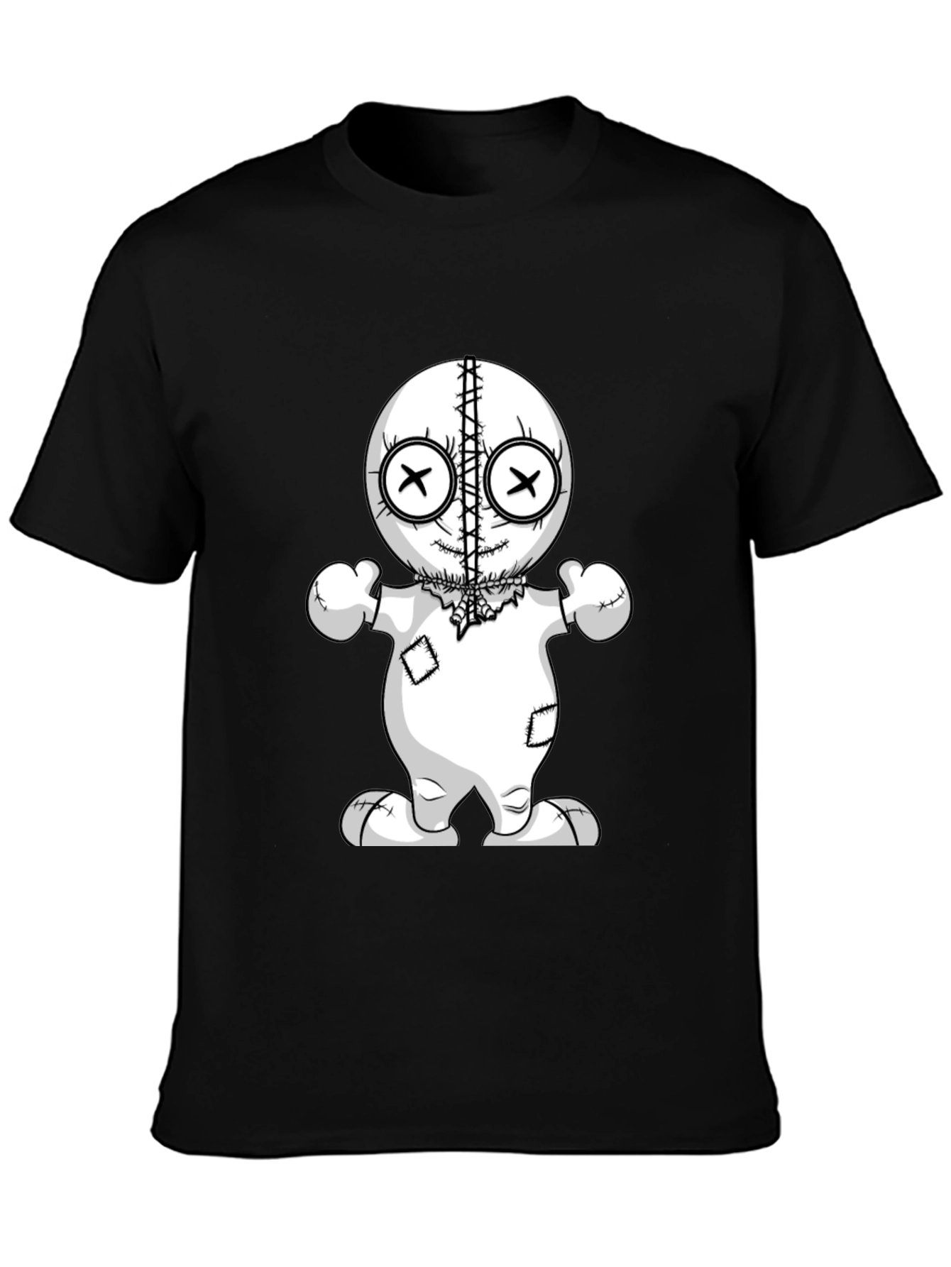 Black Voodoo Doll Graphic Tee - Unisex Black T-Shirt view 3