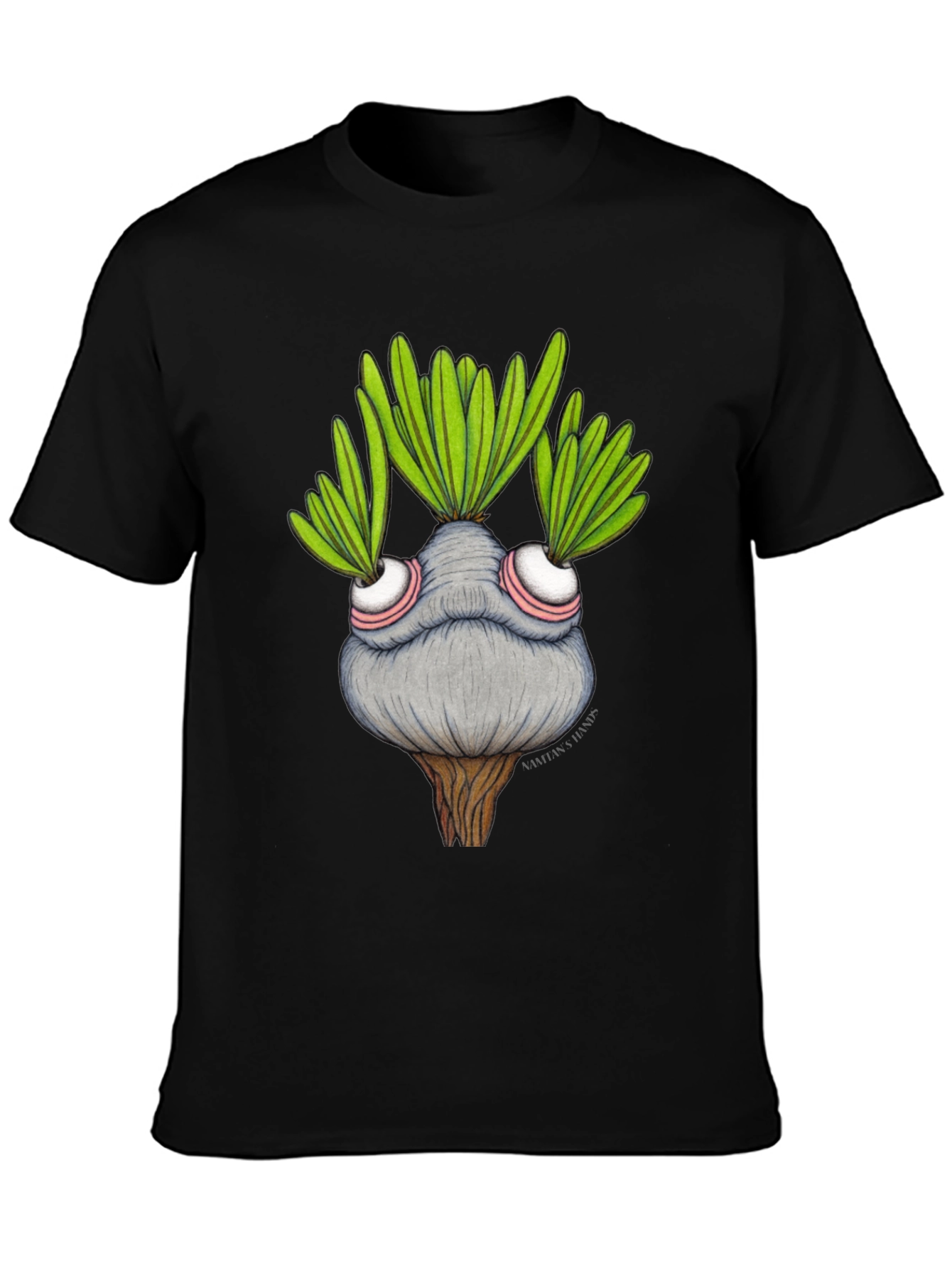Black Whimsical Plant Character Graphic T-Shirt view 3