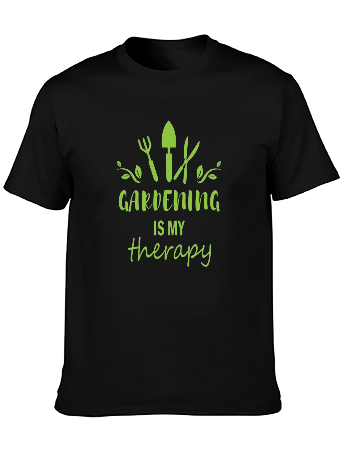 Black Gardening Is My Therapy Black T-Shirt - Men's Crew Neck view 3