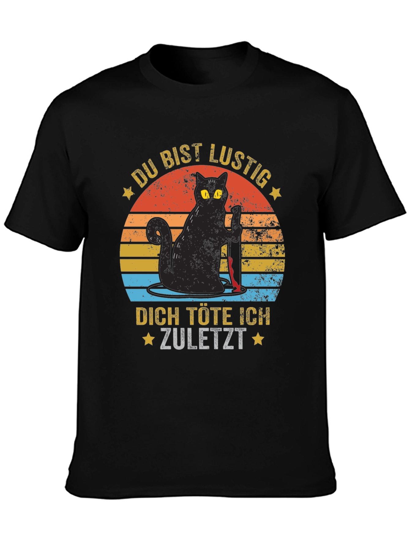Black Funny Cat Graphic T-Shirt - German Saying view 3