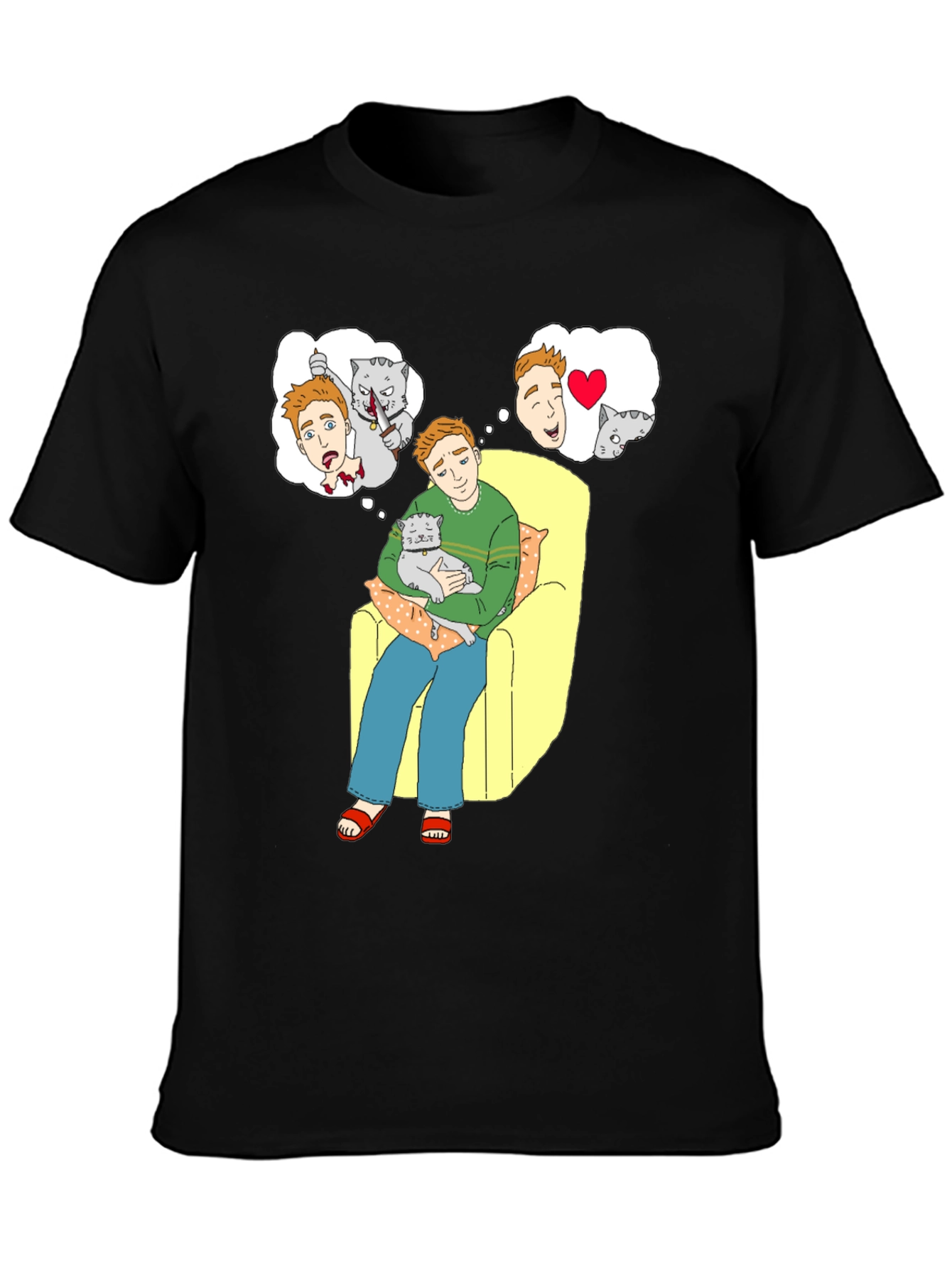 Black Cat Lover T-Shirt: Cartoon Cat Owner's Dreams view 3