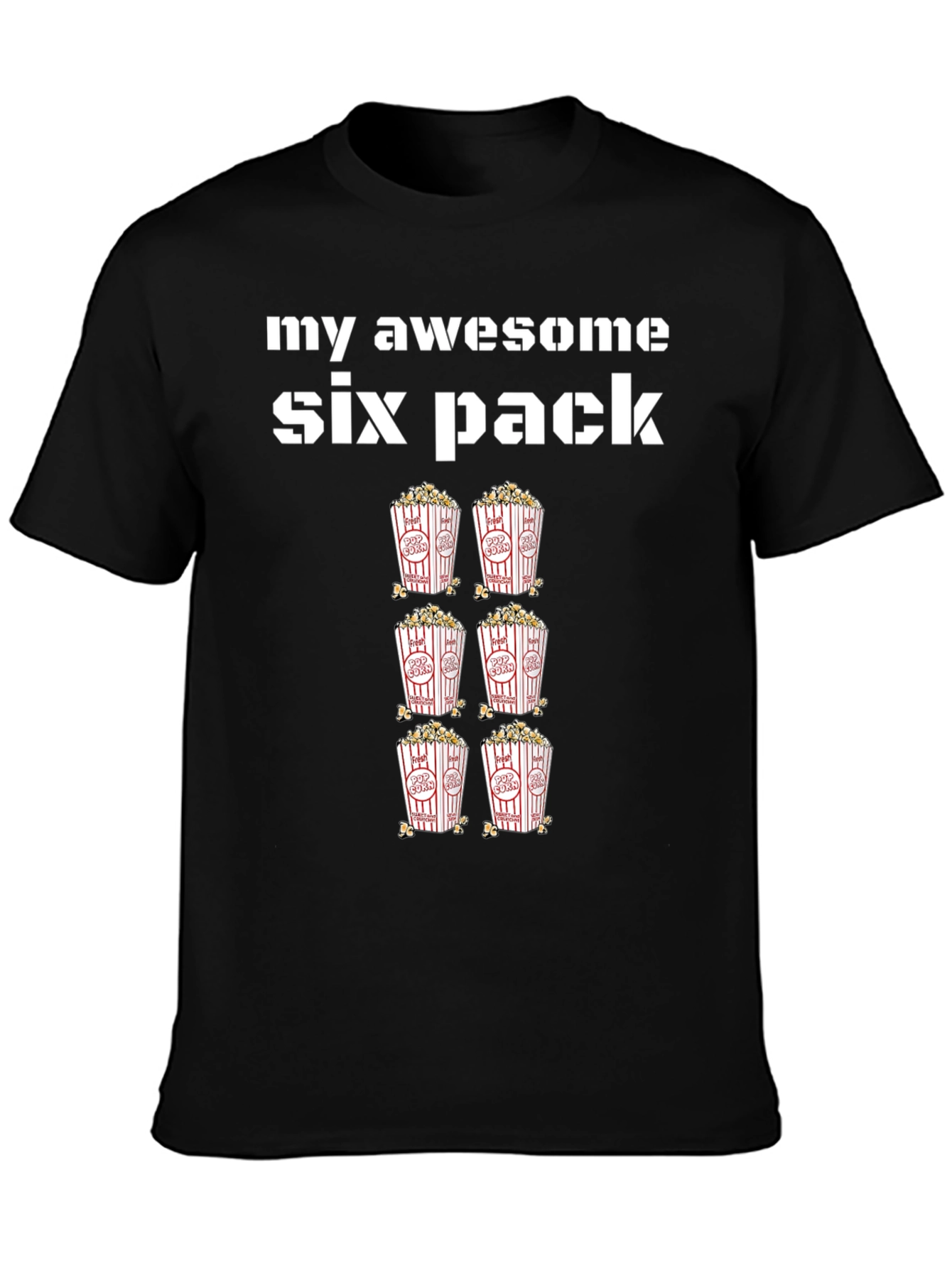 Black Awesome Six Pack Popcorn T-Shirt view 3