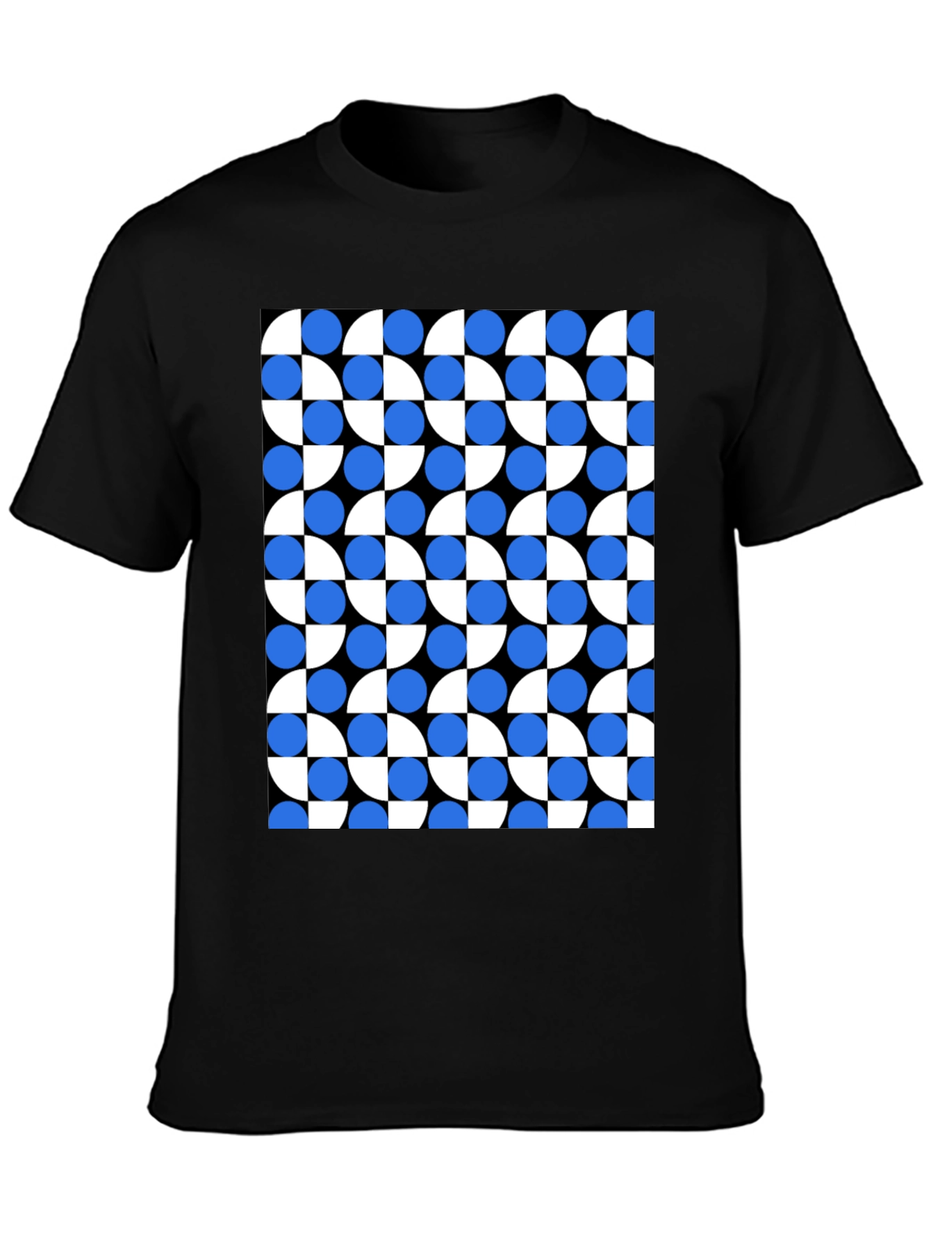 Black Modern Geometric Pattern T-Shirt view 3