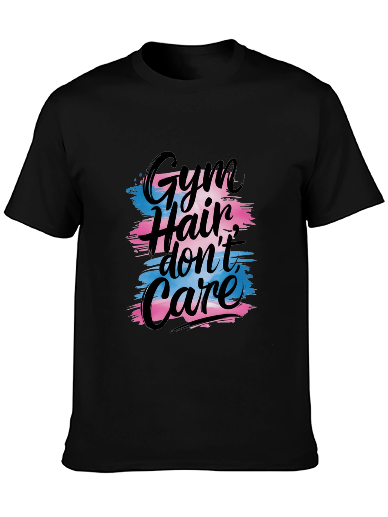 Black Gym Hair Don't Care T-Shirt - Black view 3
