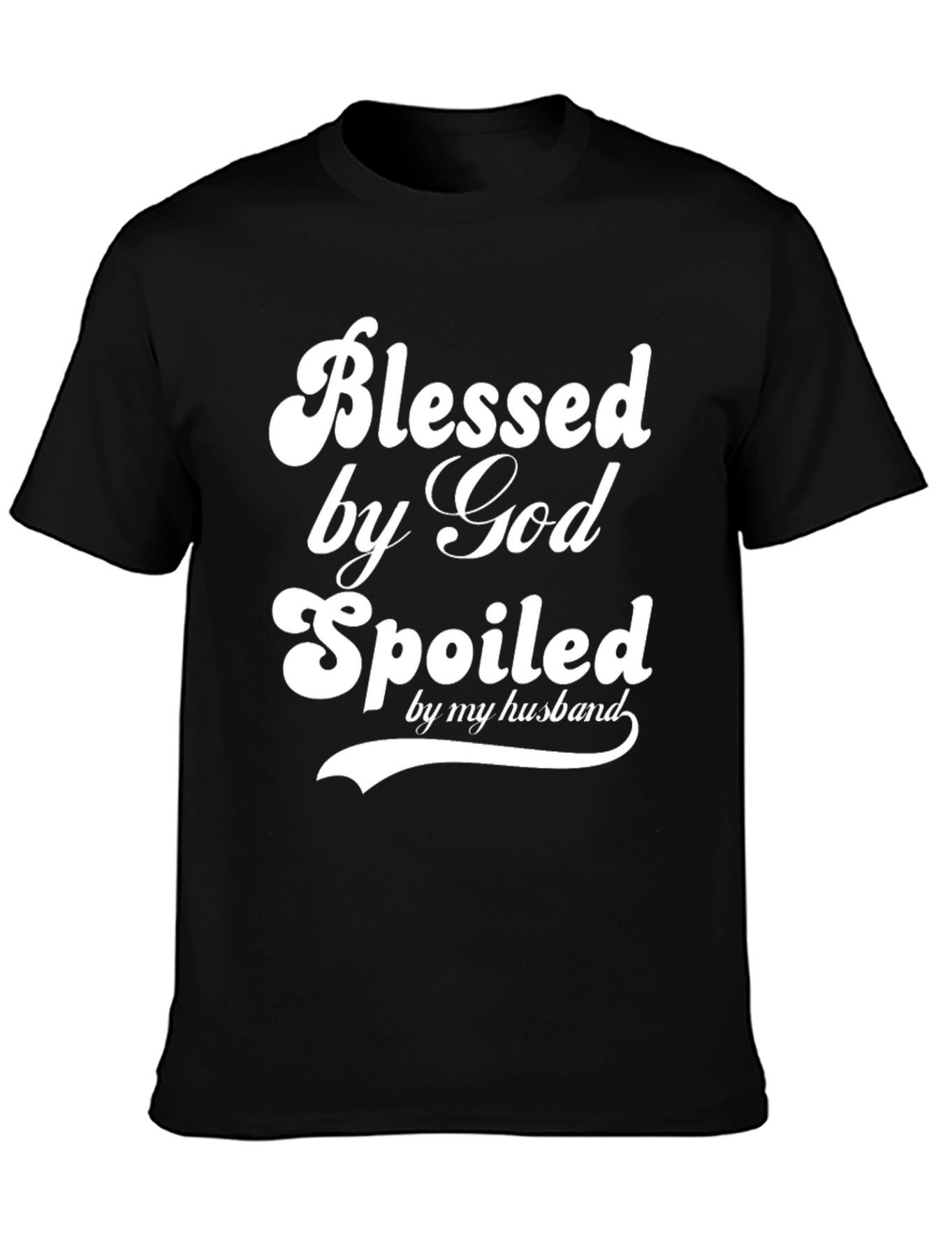 Black Blessed by God Spoiled by Husband Graphic T-Shirt view 3