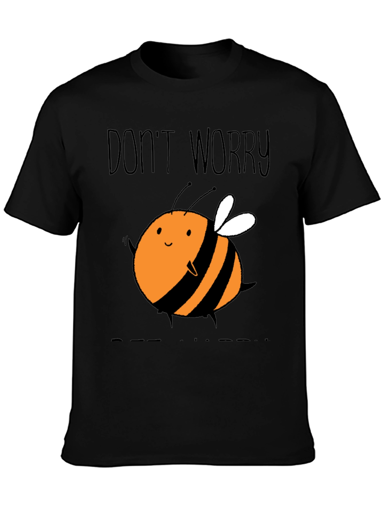 Black Cute Bee Graphic T-Shirt - Don't Worry Bee Happy! view 3