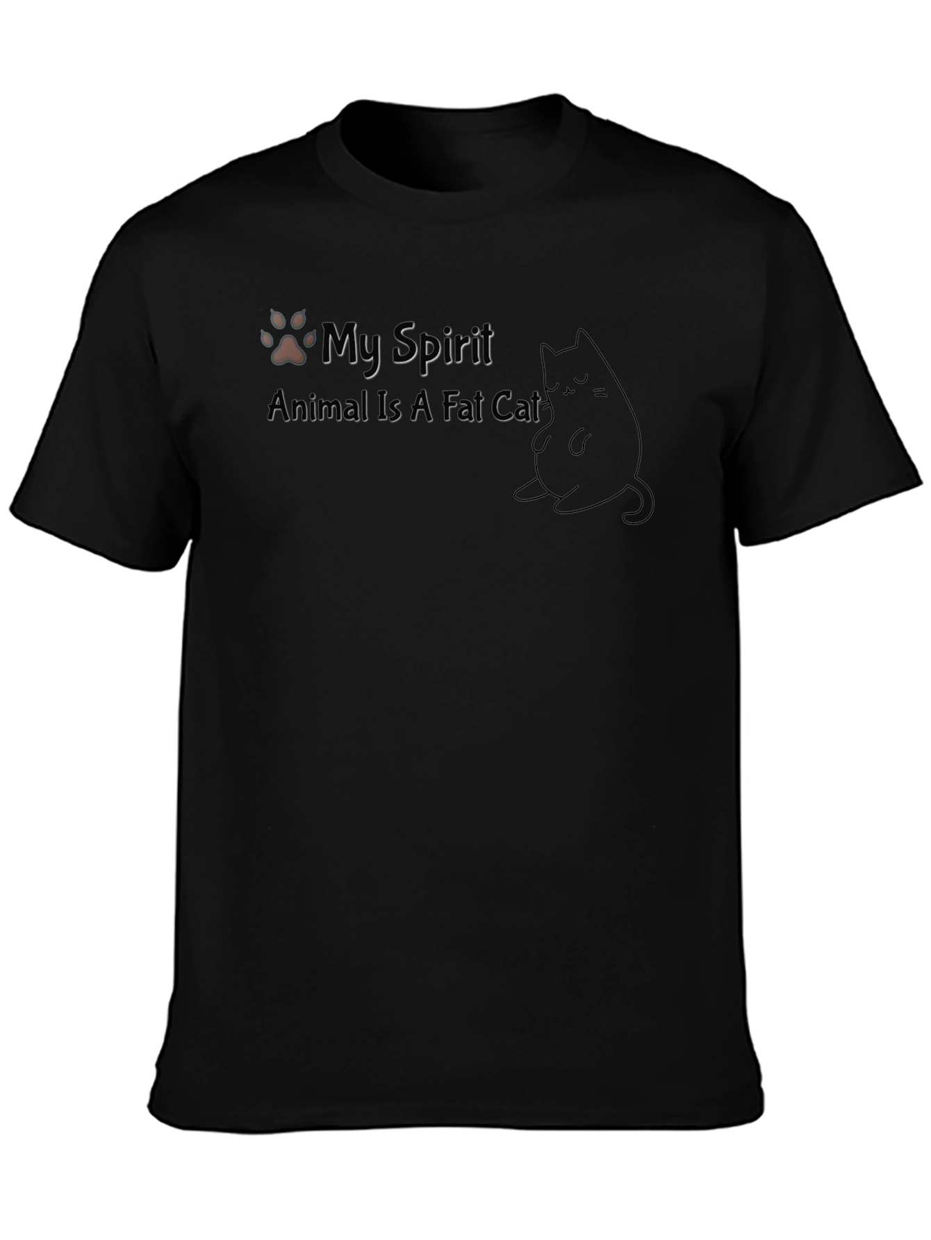Black My Spirit Animal Is A Fat Cat T-Shirt view 3
