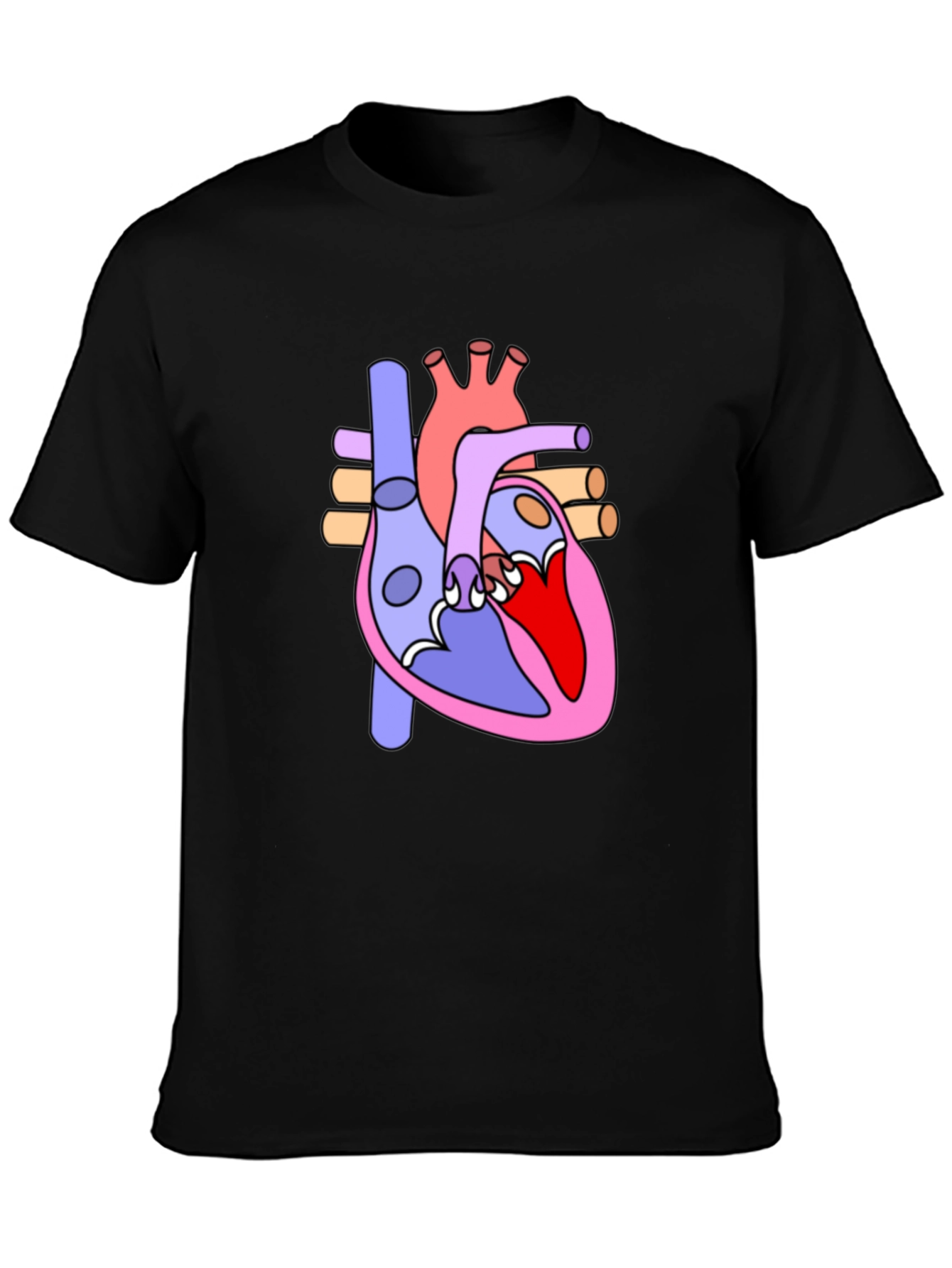 Black Anatomical Heart Graphic Tee - Black Cotton Blend view 3