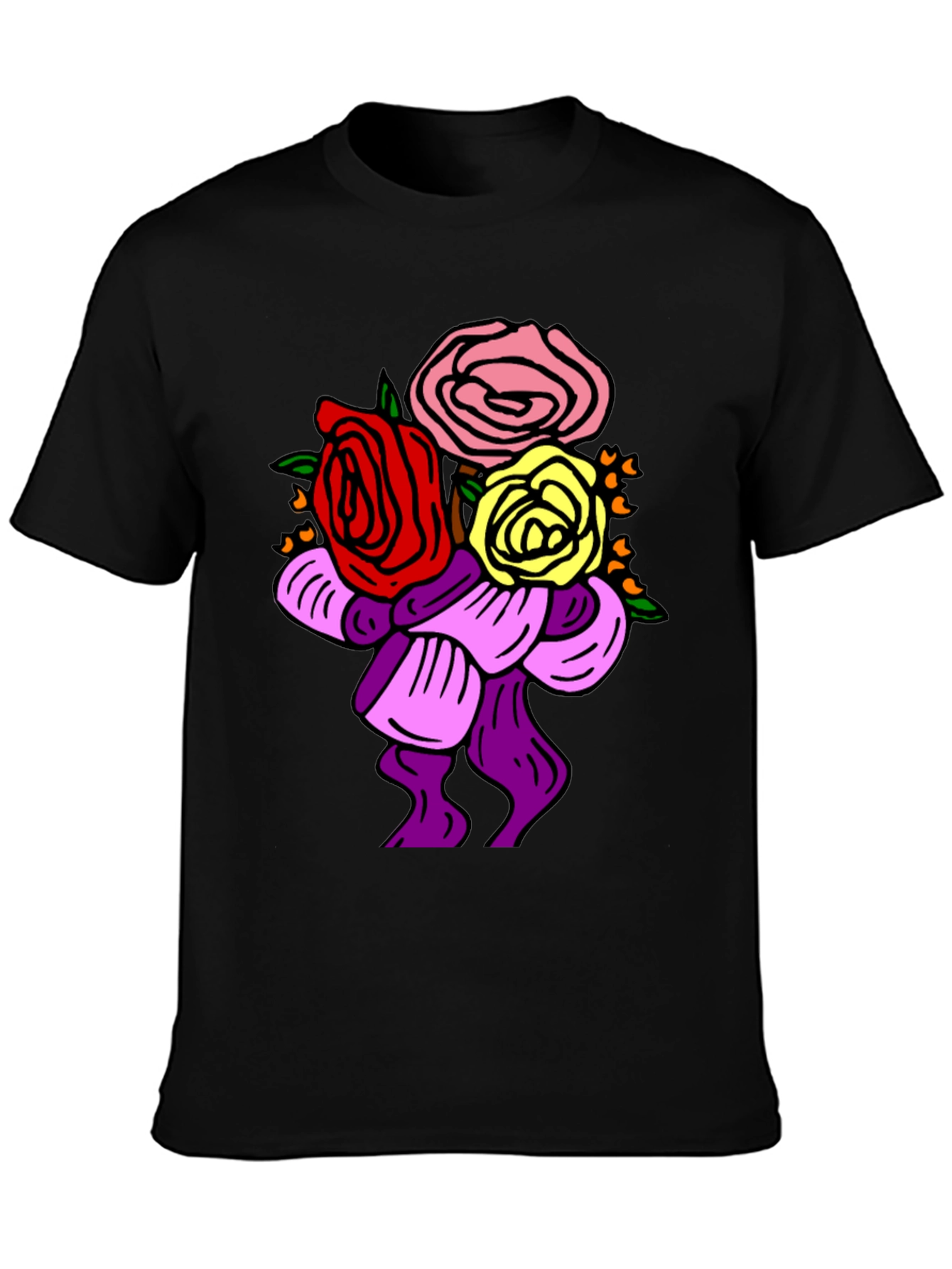 Black Floral Bouquet Graphic Tee view 3