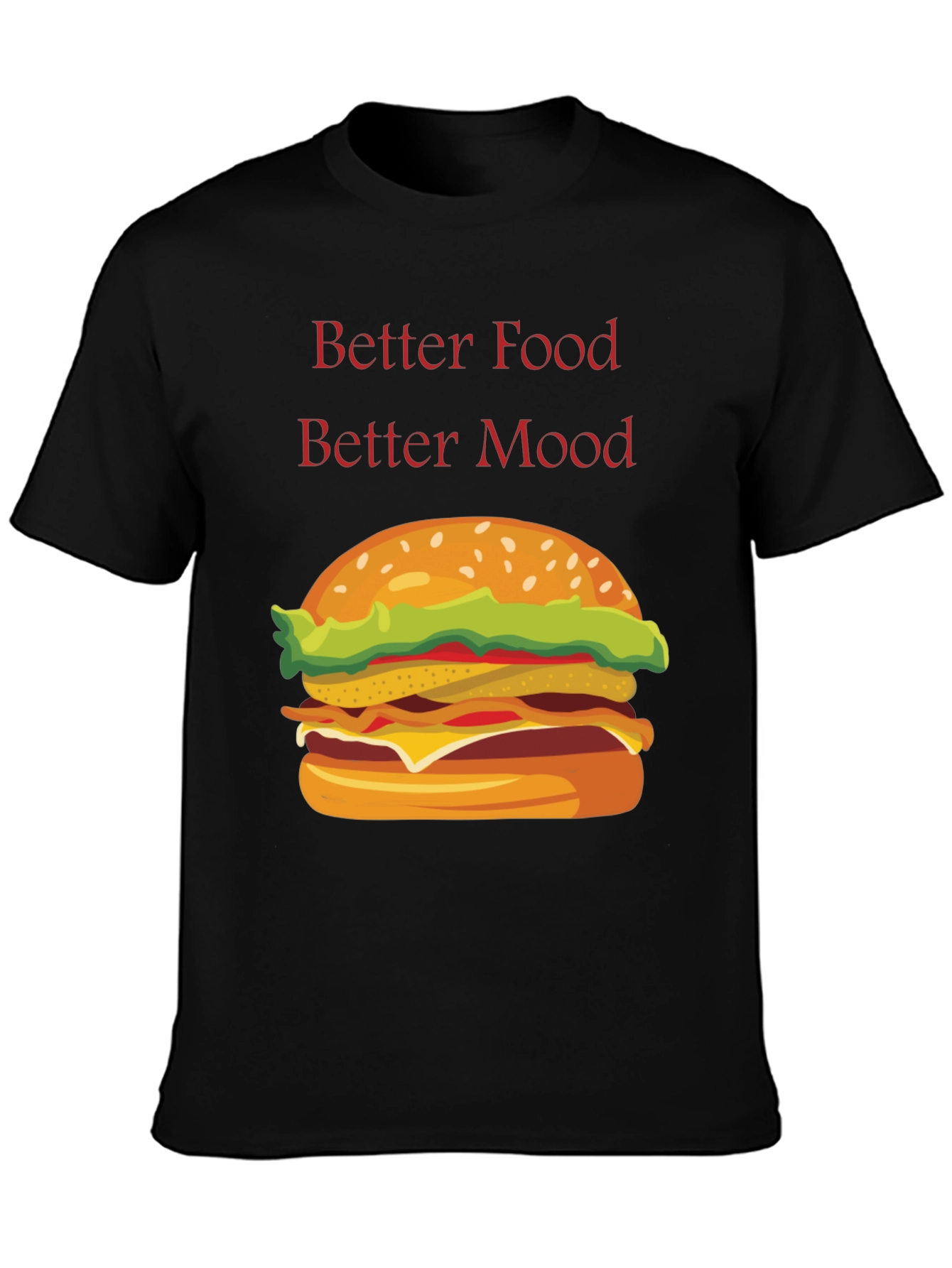 Black Better Food Better Mood T-Shirt view 3