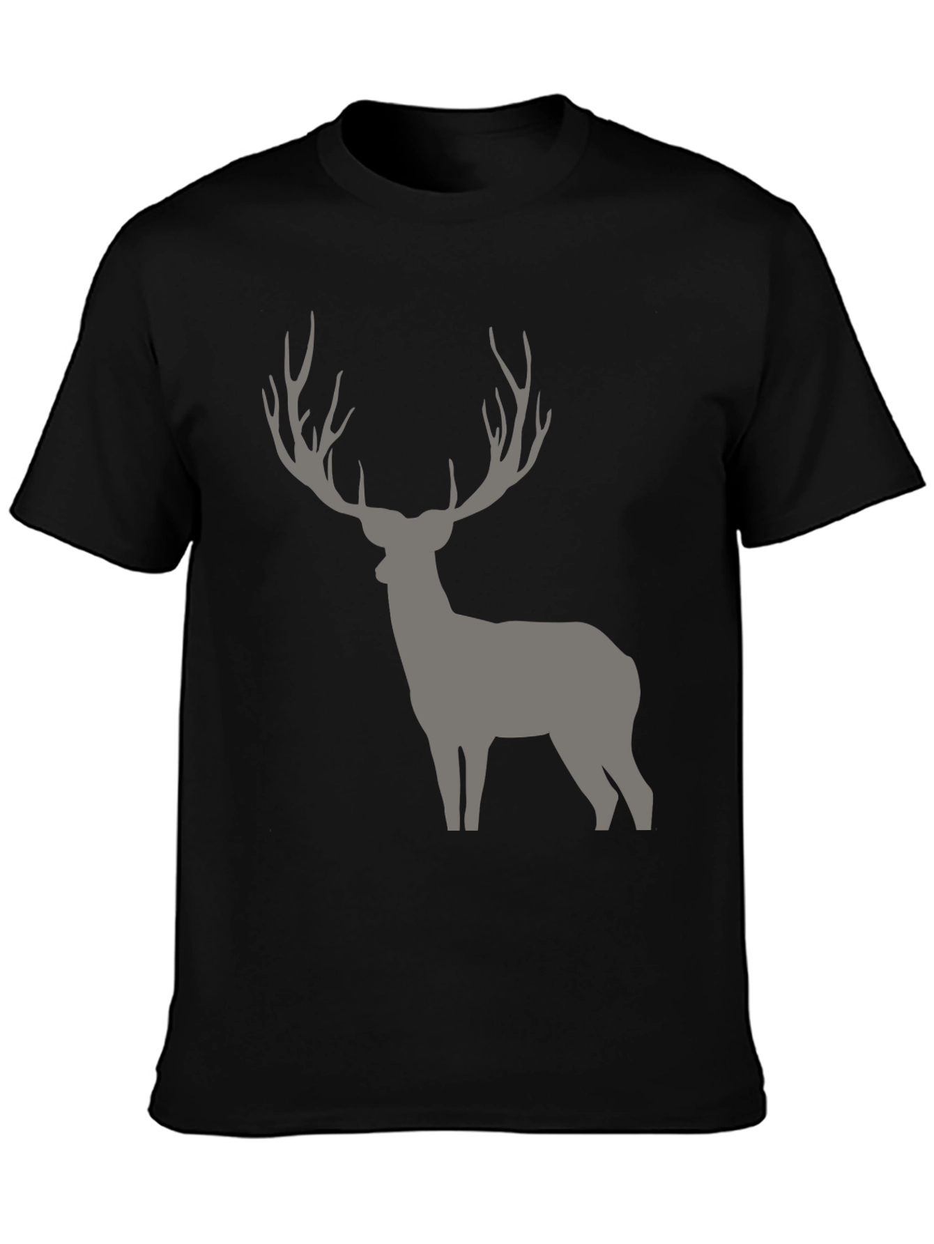 Black Men's Black Deer Graphic T-Shirt view 3