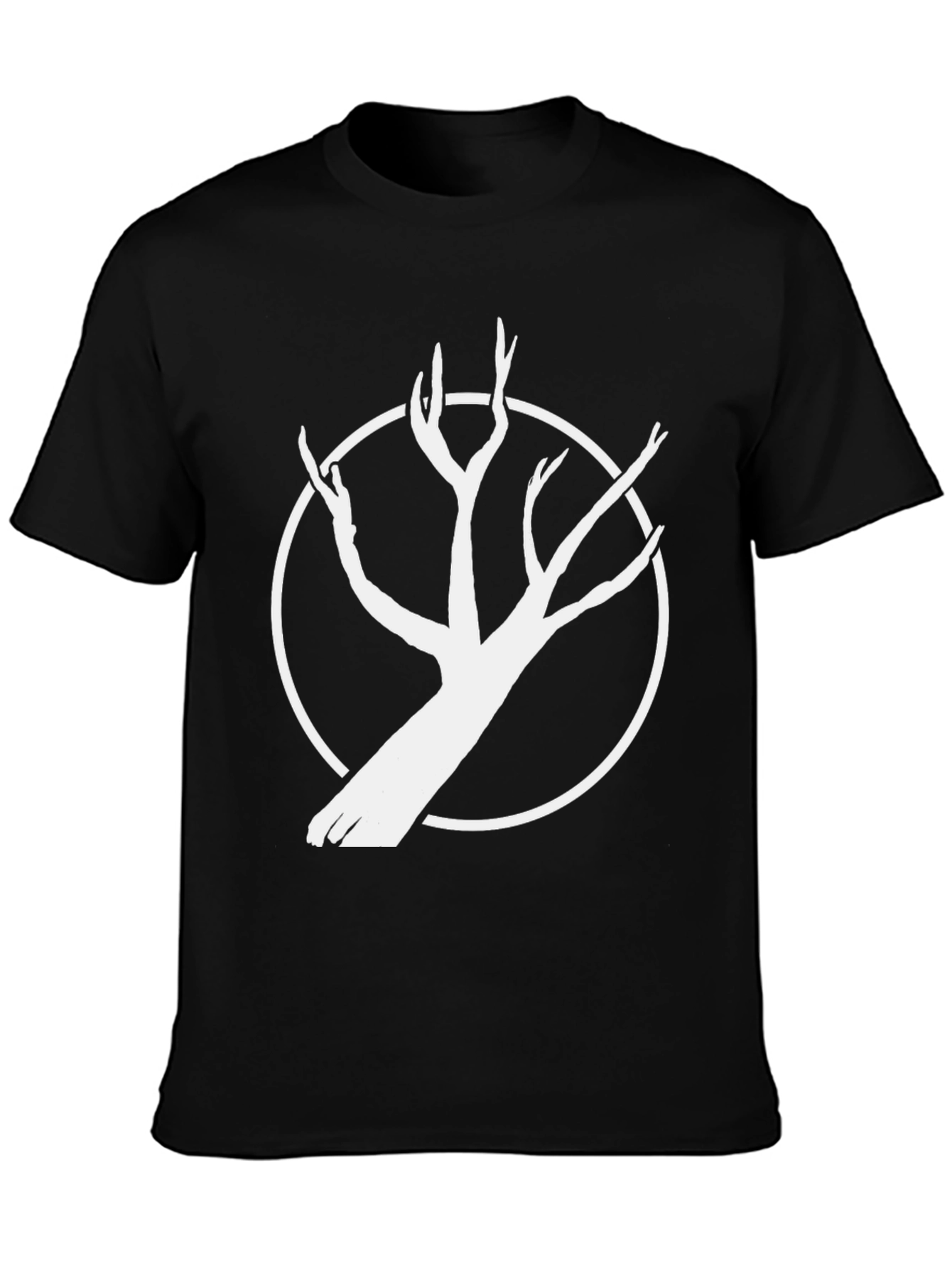 Black Black Tee with White Tree Circle Graphic view 3