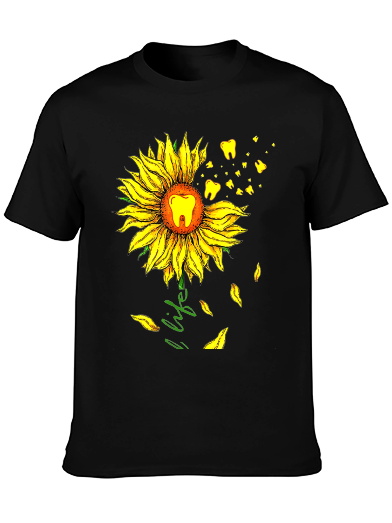 Black Dental Sunflower T-Shirt - Dentist Life Tee view 3