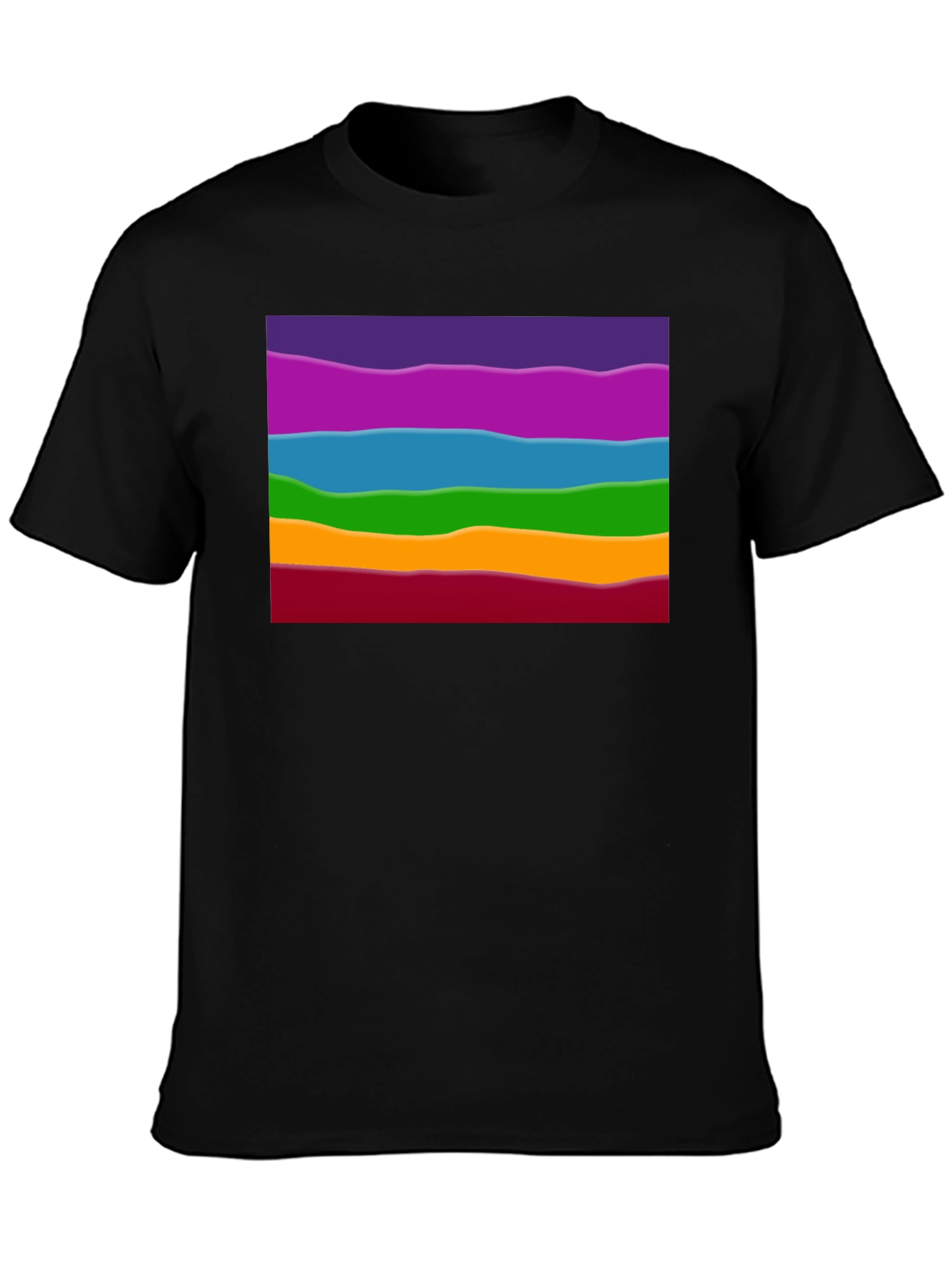 Black Rainbow Wave Graphic Black Tee - Casual Style view 3