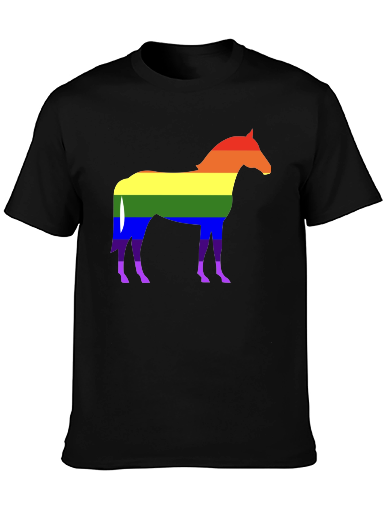 Black Pride Horse Graphic T-Shirt - Stylish Rainbow Design view 3