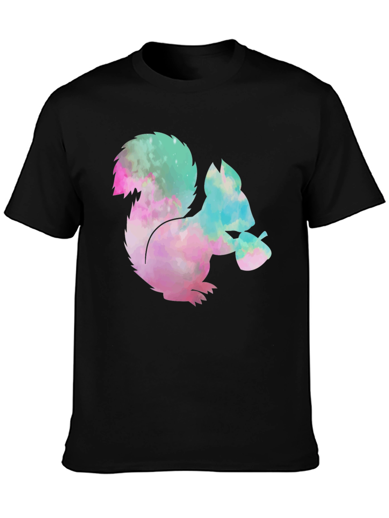 Black Squirrel Tie-Dye Graphic T-Shirt - Black Cotton Tee view 3