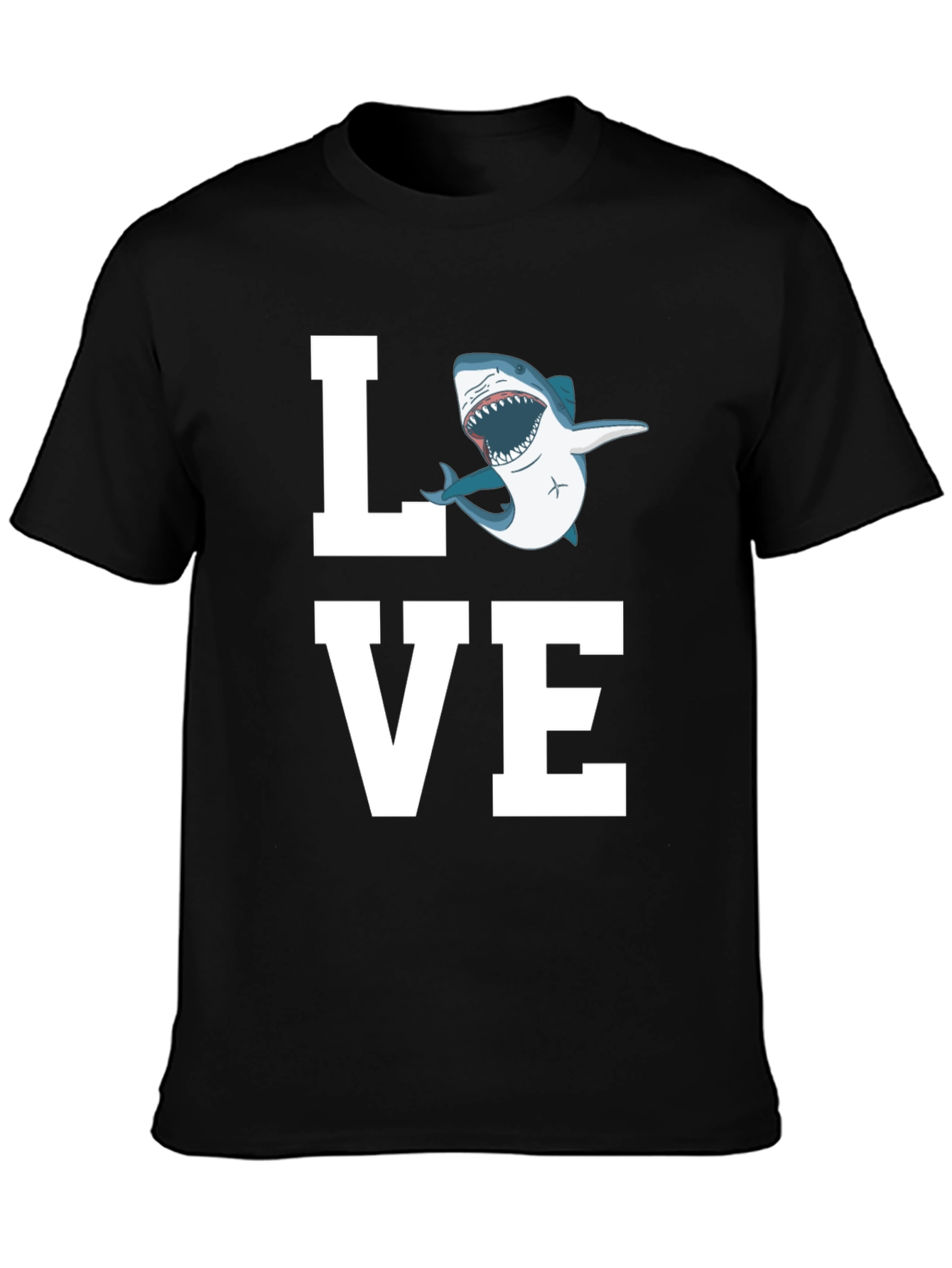 Black Love Shark T-Shirt - Great White Tee view 3
