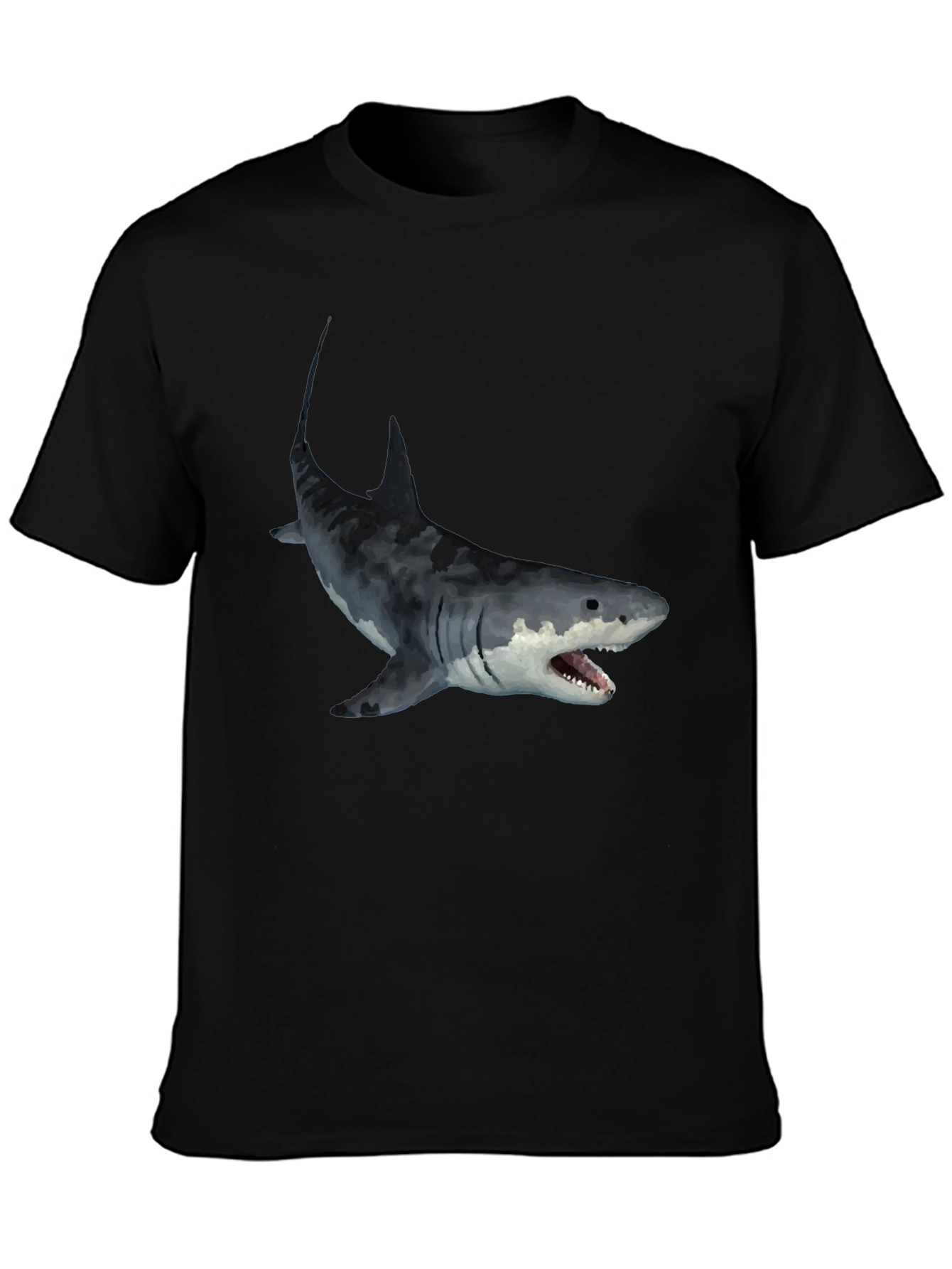 Black Men's Black Shark Graphic T-Shirt view 3