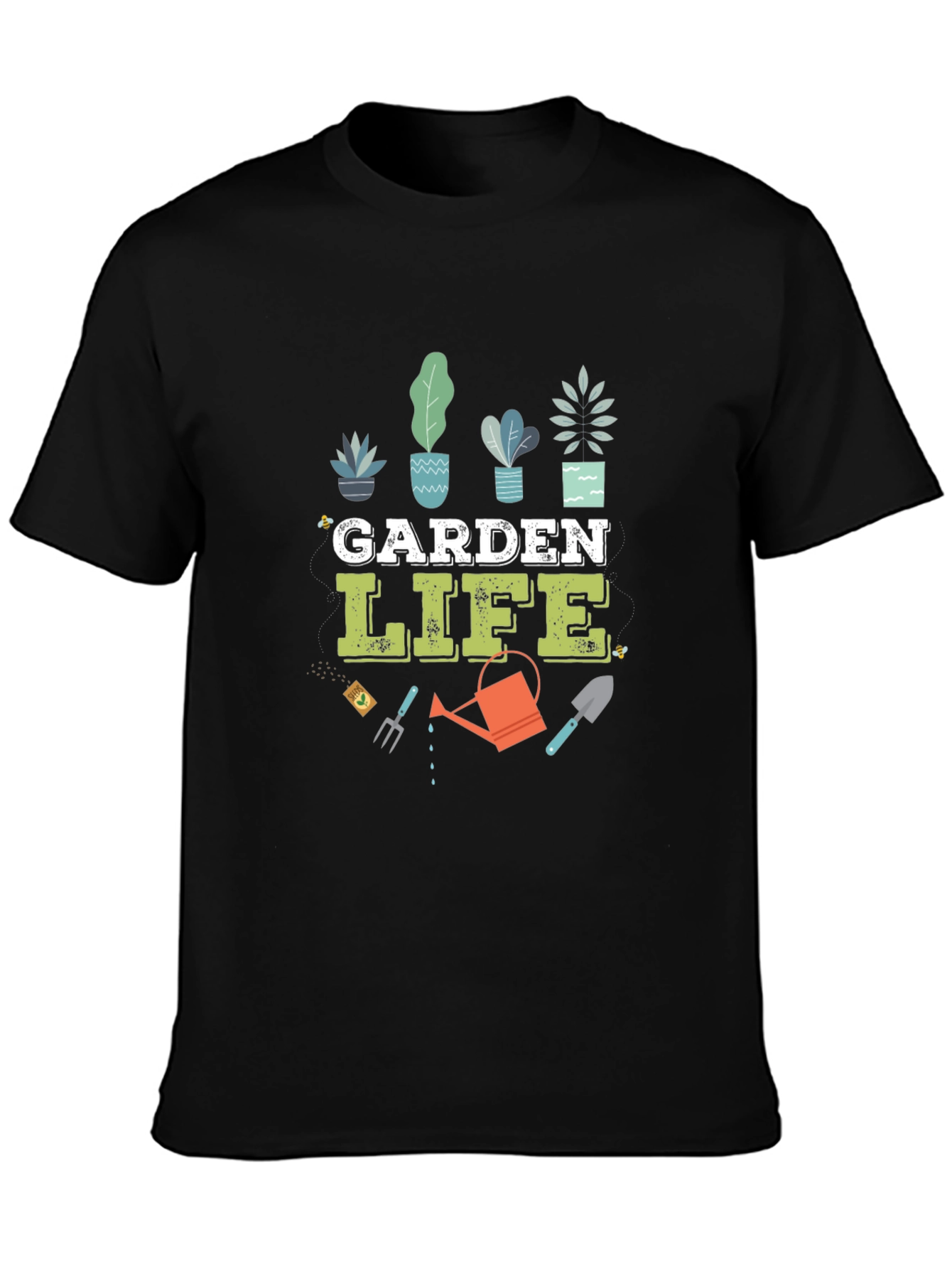 Black Garden Life Graphic T-Shirt - Black Cotton Blend Tee view 3