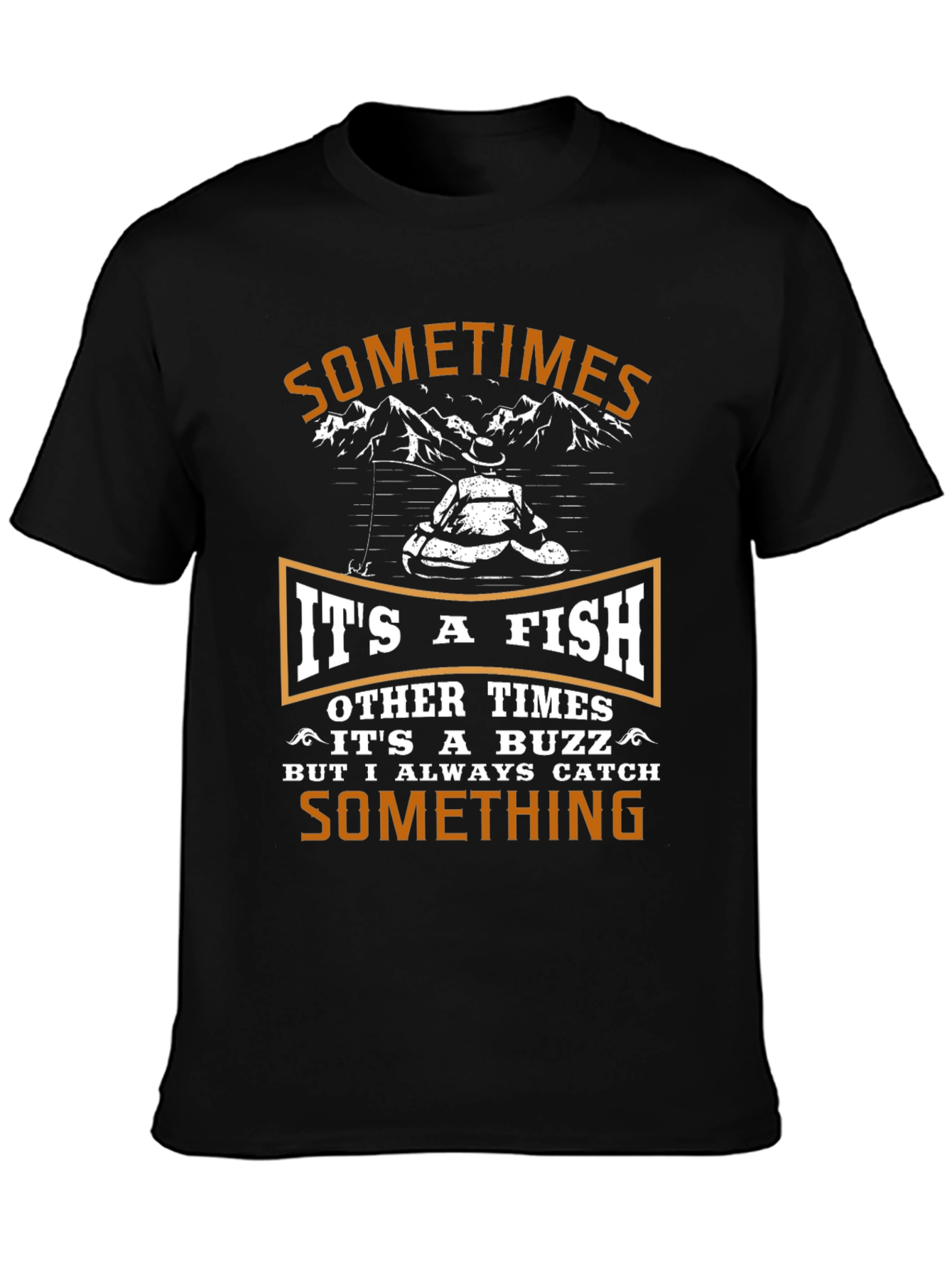 Black Fishing T-Shirt - Catch Something Humorous Tee view 3