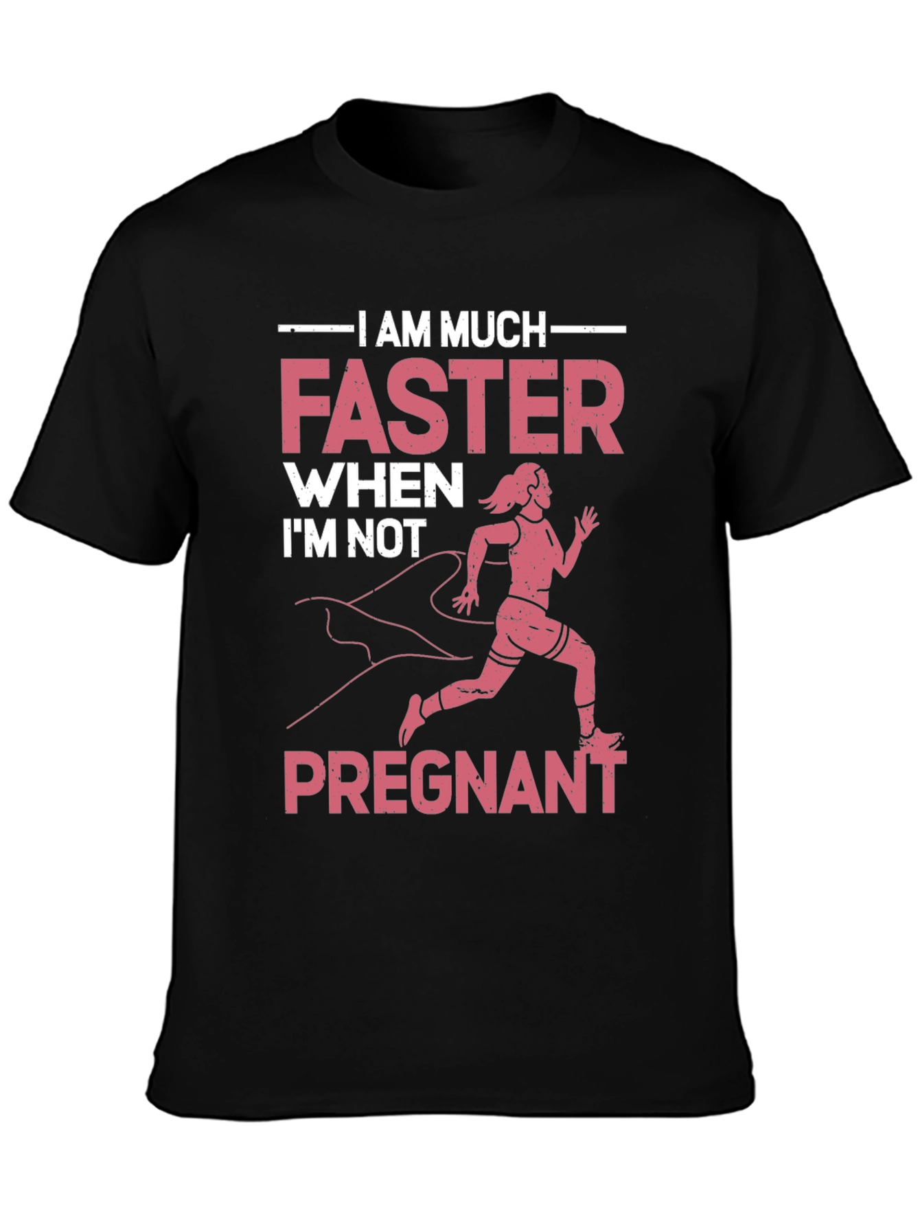Black Funny Pregnancy Running T-Shirt view 3
