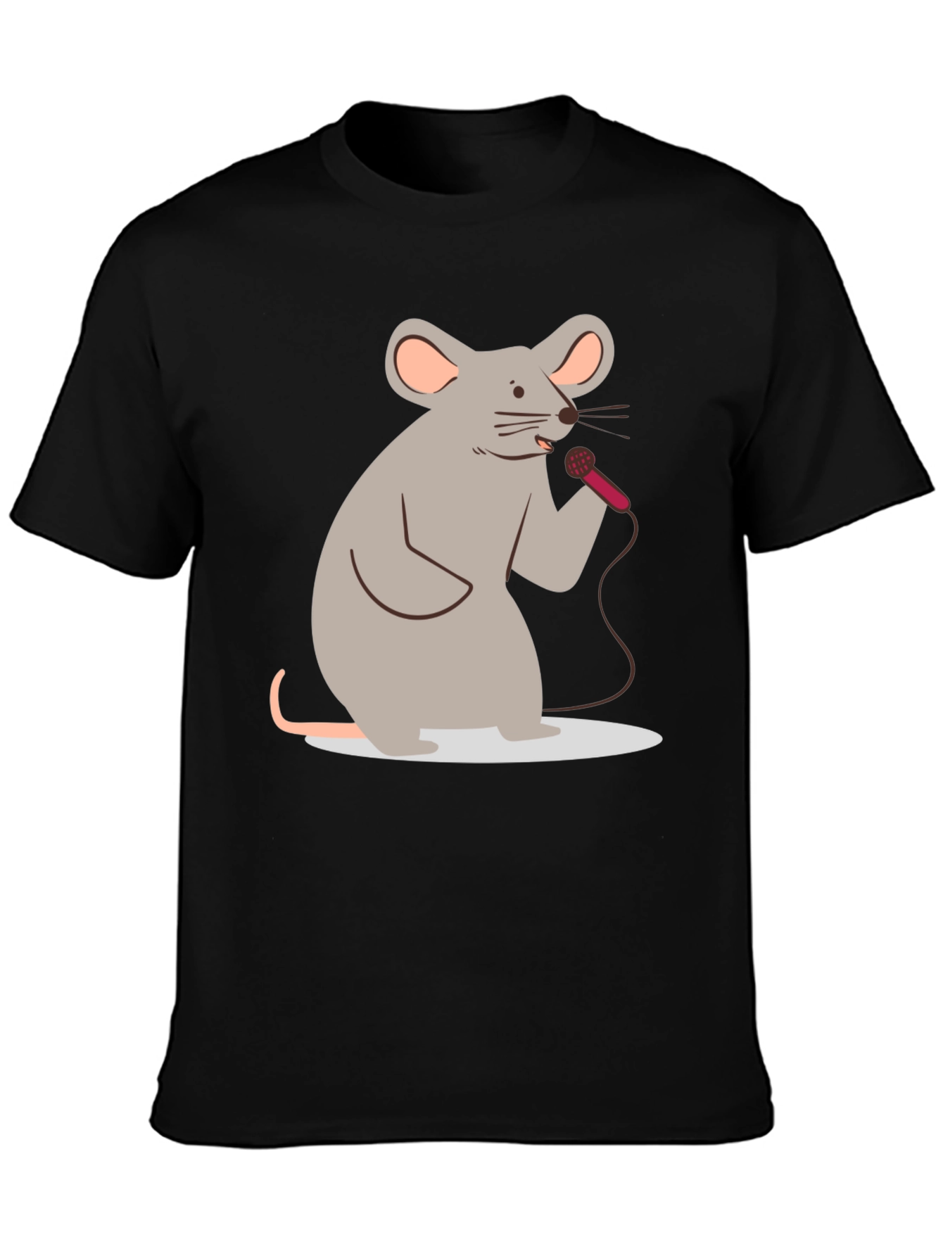Black Singing Mouse Graphic T-Shirt - Black Cotton Tee view 3