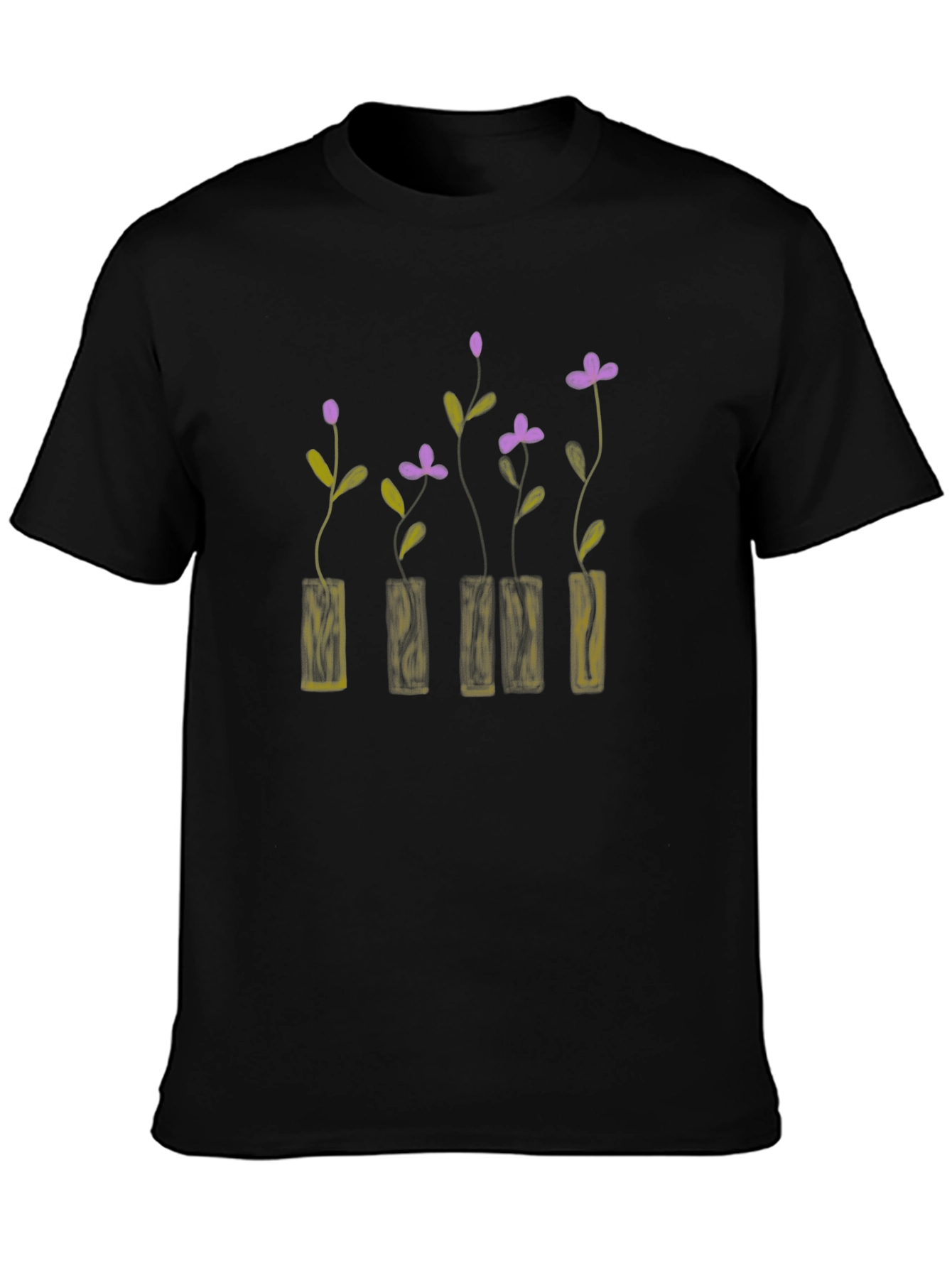 Black Floral Vase Graphic T-Shirt - Stylish & Unique Design view 3