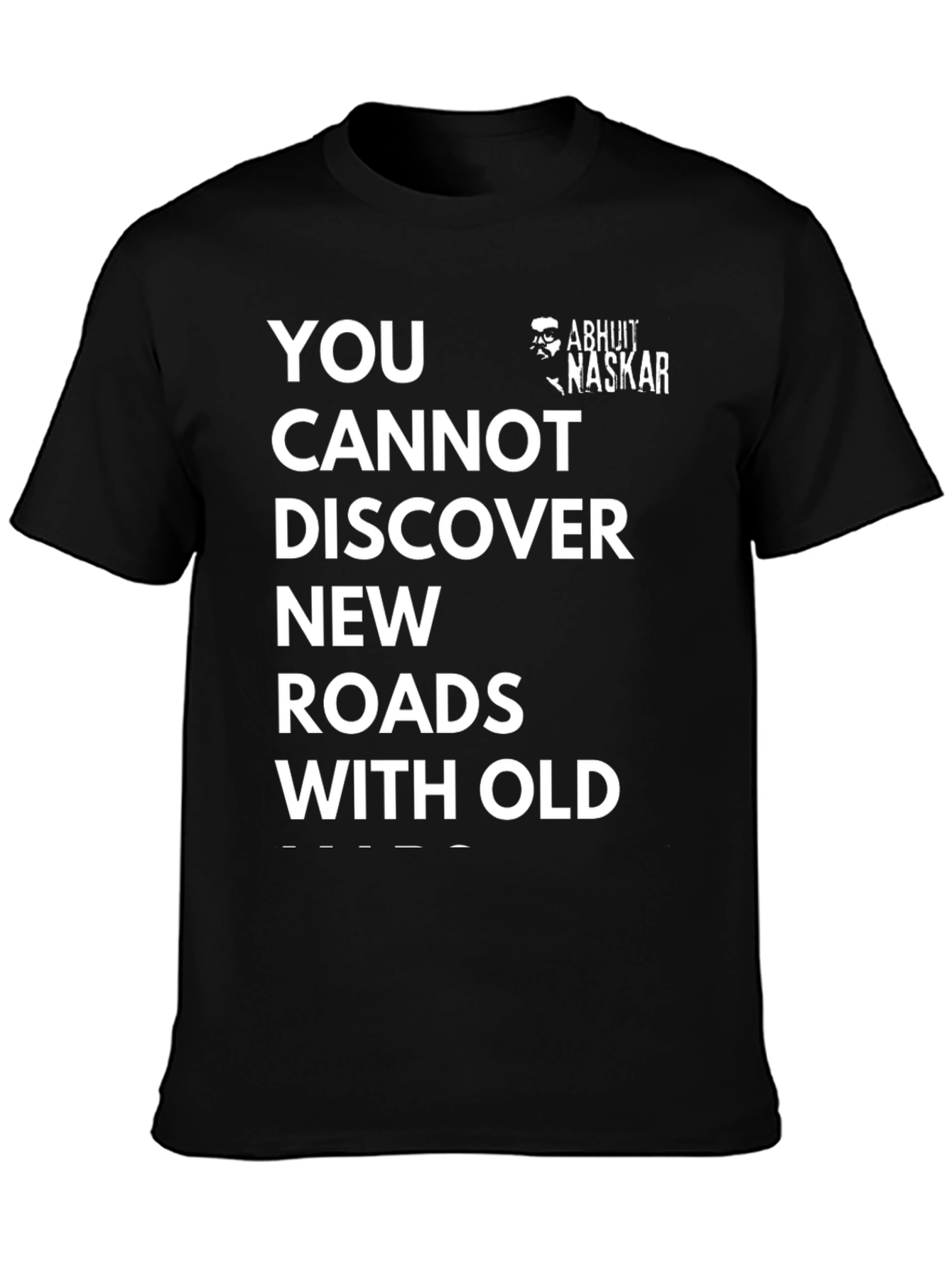 Black Motivational T-Shirt - Discover New Roads view 3