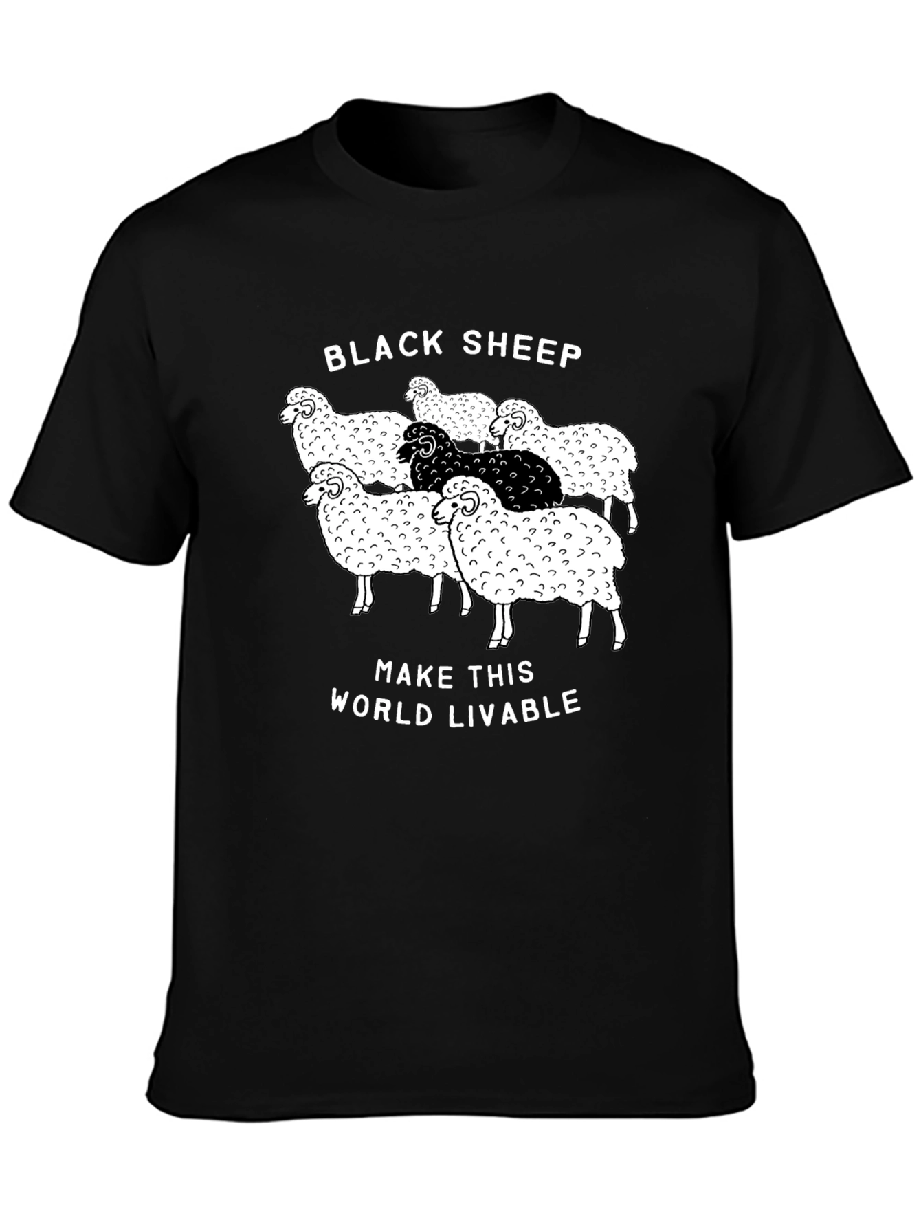 Black Black Sheep T-Shirt - Make This World Livable view 3