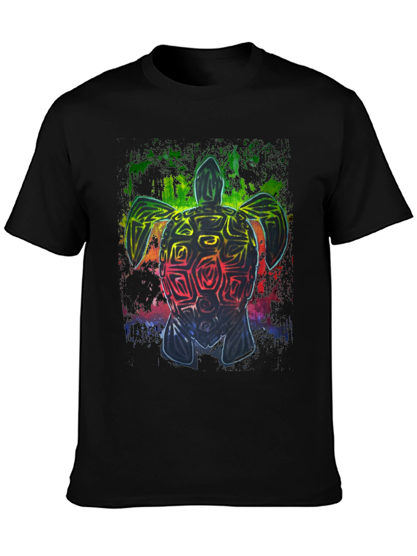 Black Rainbow Turtle Graphic Black T-Shirt view 3