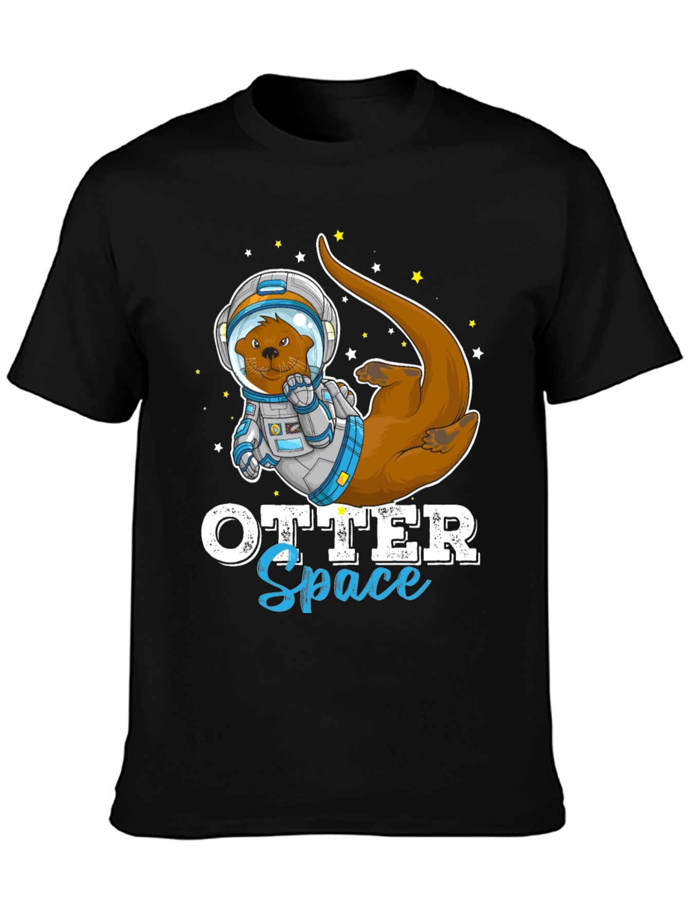 Black Otter Space T-Shirt - Funny Astronaut Animal Tee view 3