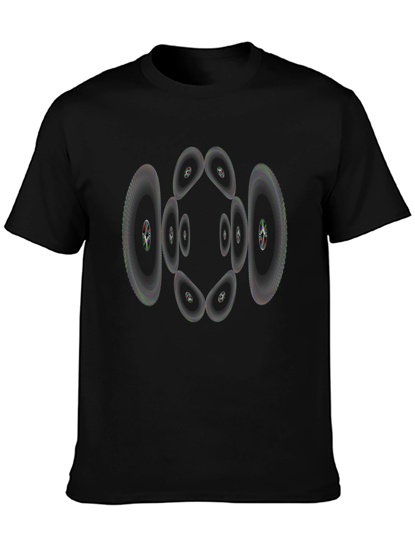Black Abstract Geometric Pattern T-Shirt - Black view 3