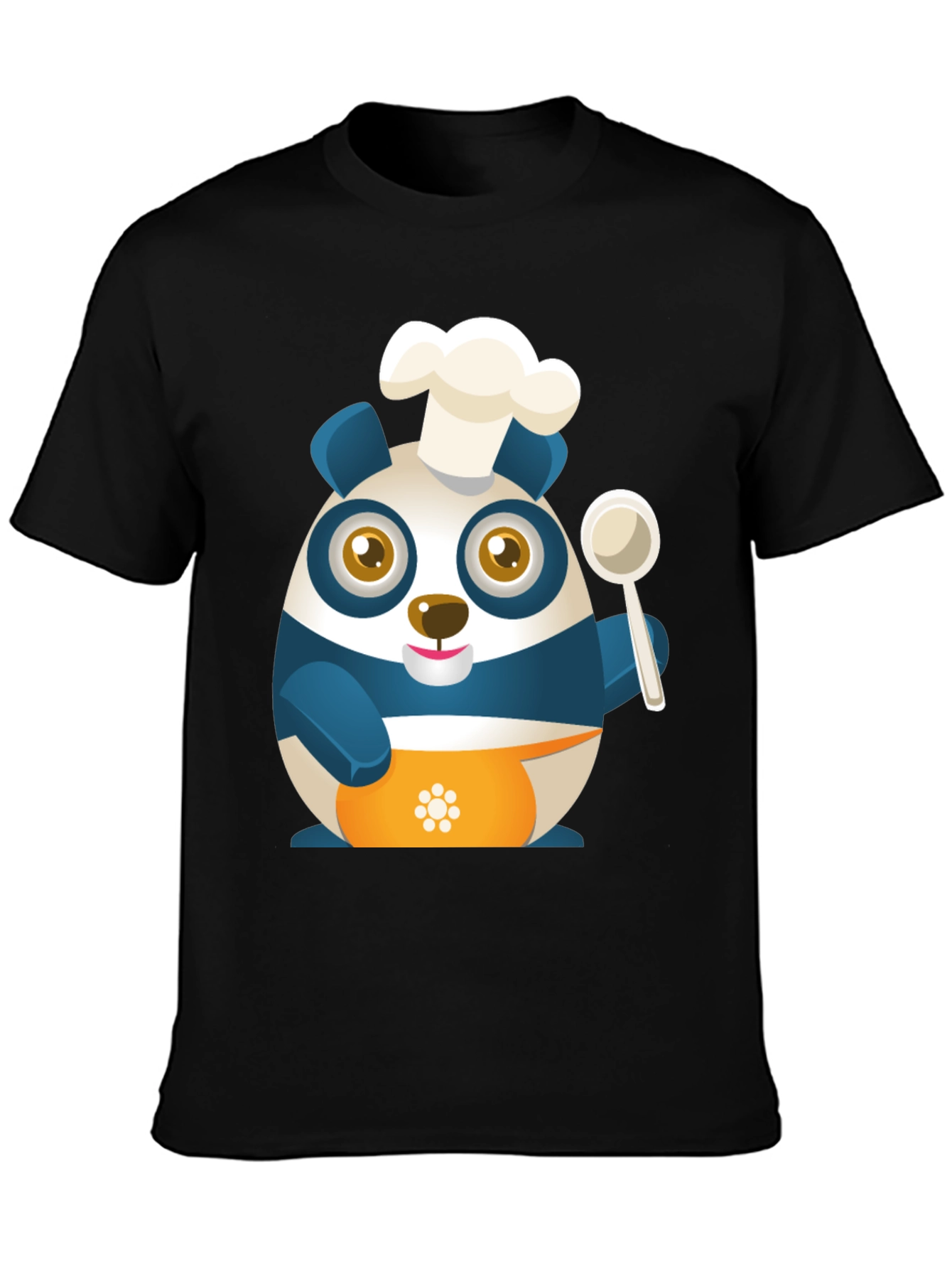 Black Chef Panda Black T-Shirt - Cute and Funny view 3