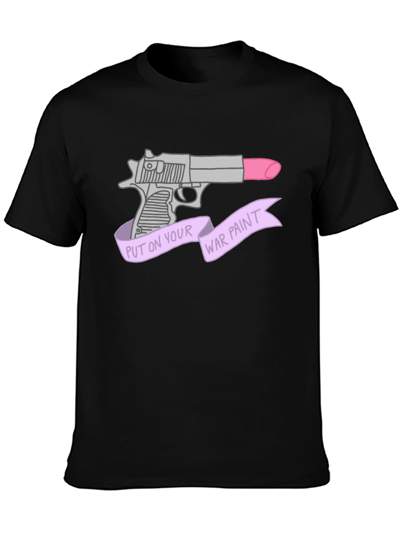 Black War Paint Lipstick Gun Graphic T-Shirt view 3