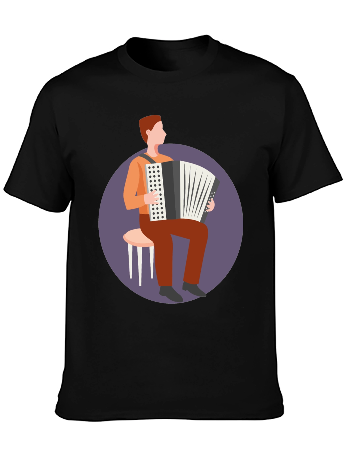 Black Accordion Player Graphic Tee - Musician T-Shirt view 3