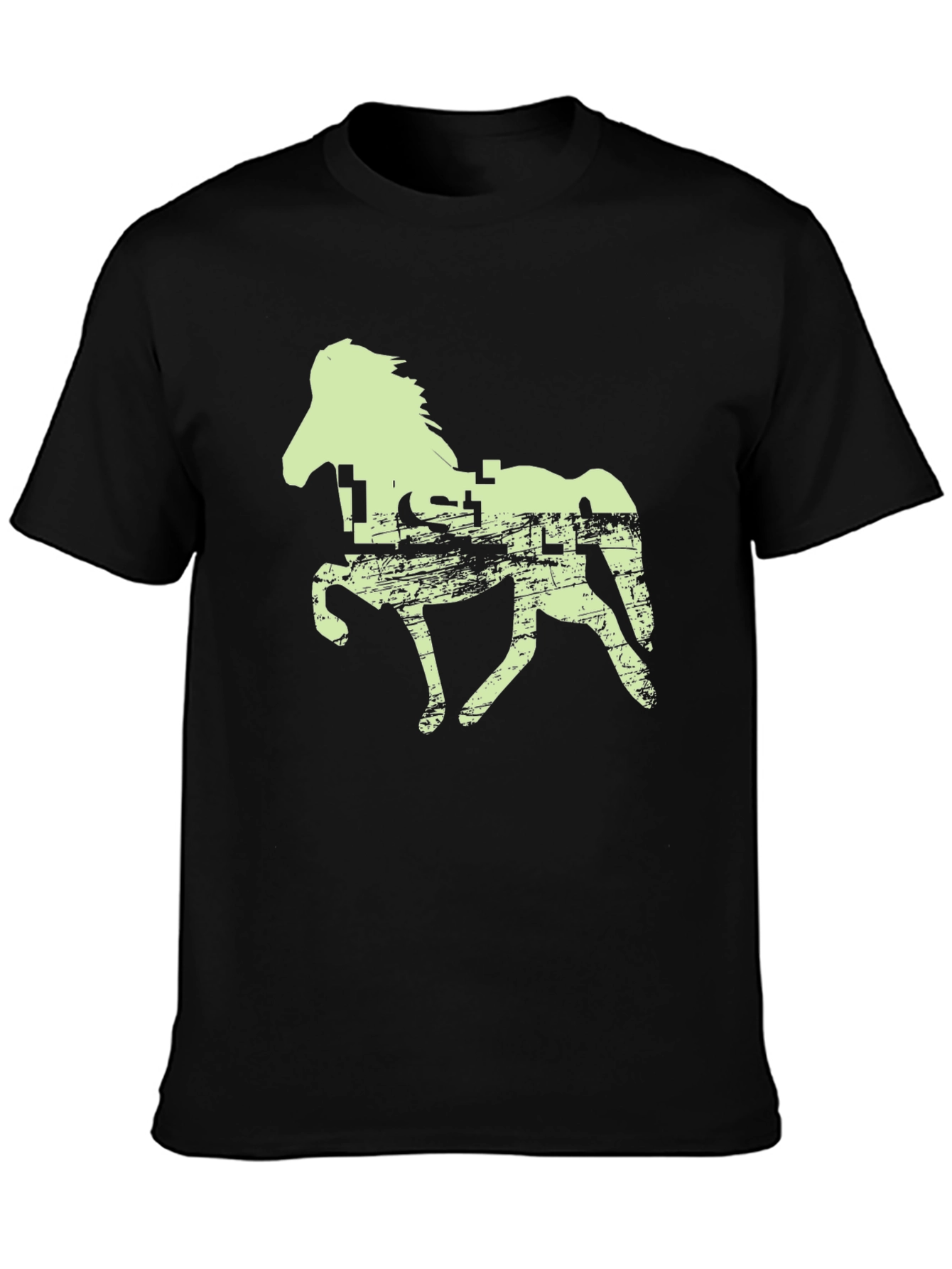 Black Horse Graphic Tee - Black Cotton T-Shirt view 3