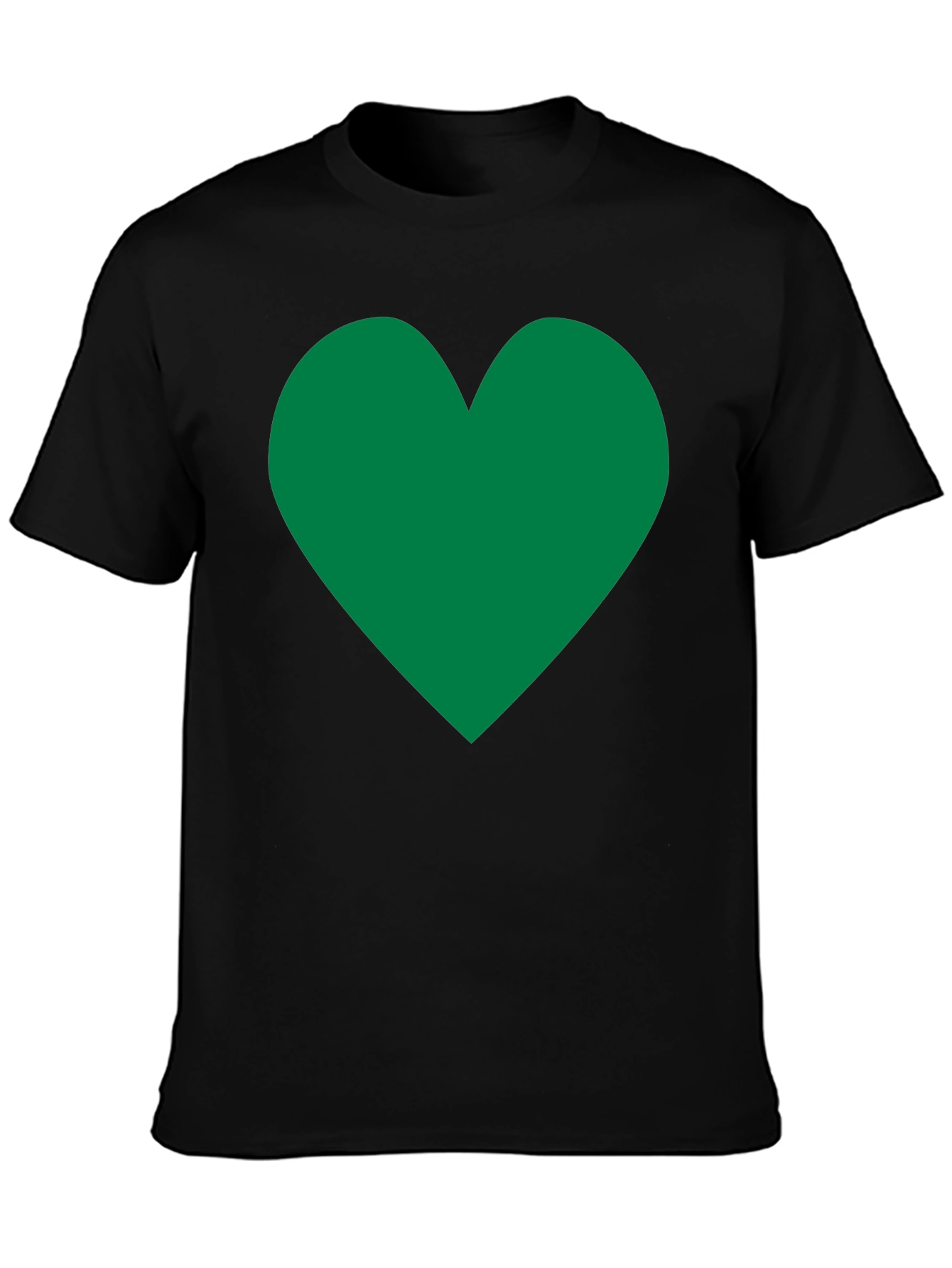 Black Green Heart Graphic Black T-Shirt view 3