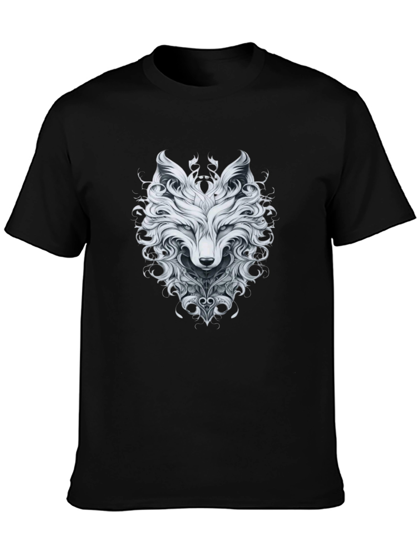 Black Wolf Graphic Print T-Shirt view 3