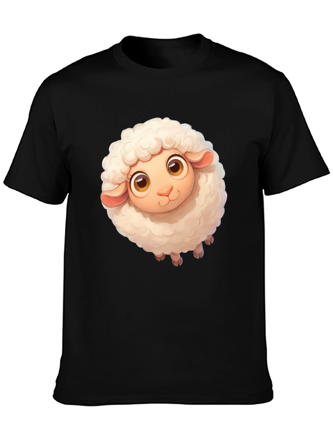 Black Cute Sheep Graphic Tee - Black Cotton Blend view 3
