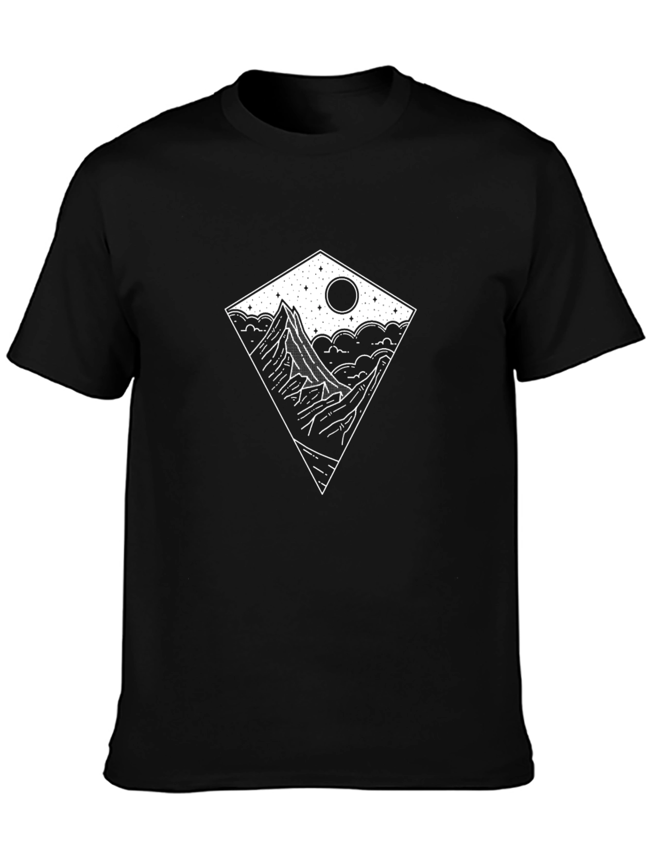 Black Mountainscape Graphic Tee - Black Cotton T-Shirt view 3
