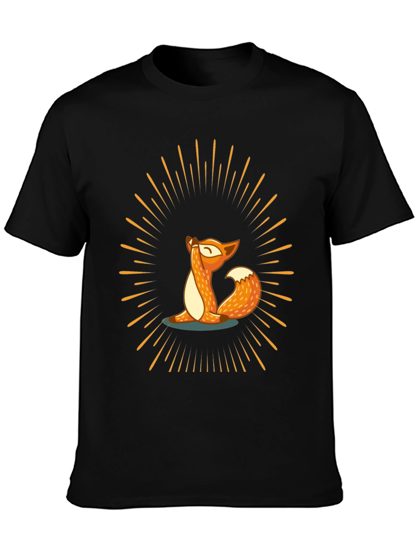 Black Yoga Fox Tee - Meditate in Style view 3