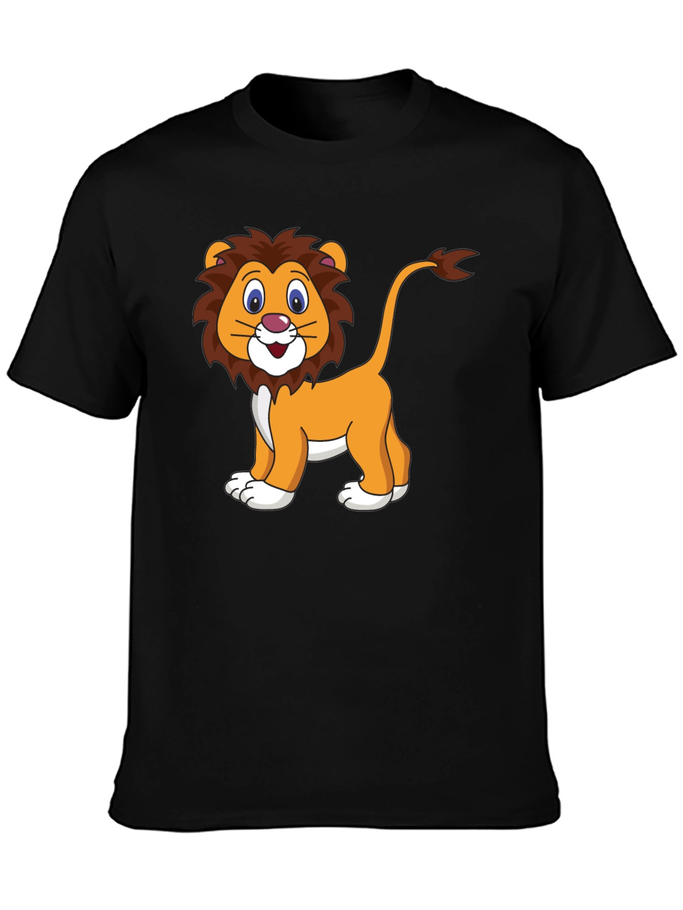 Black Cartoon Lion Black T-Shirt view 3