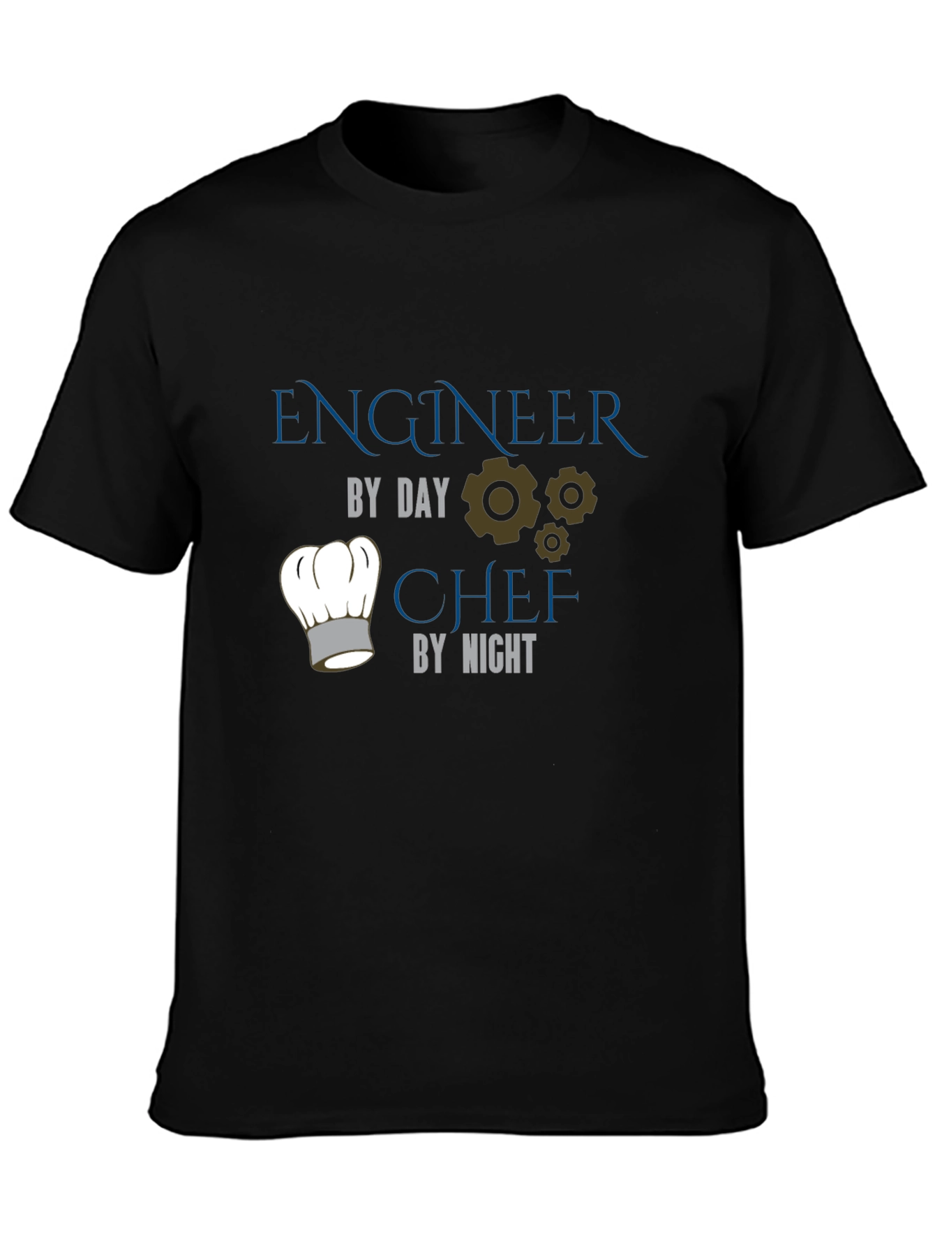 Black Engineer by Day, Chef by Night Black T-Shirt view 3