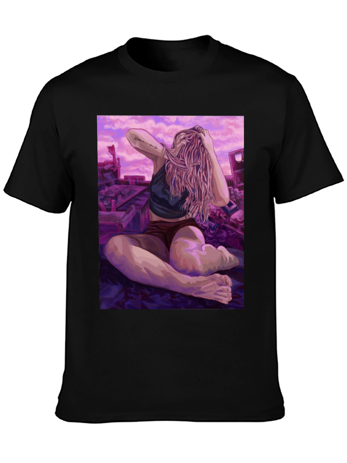 Black Artistic Woman on Ruins Graphic Tee - Unisex view 3