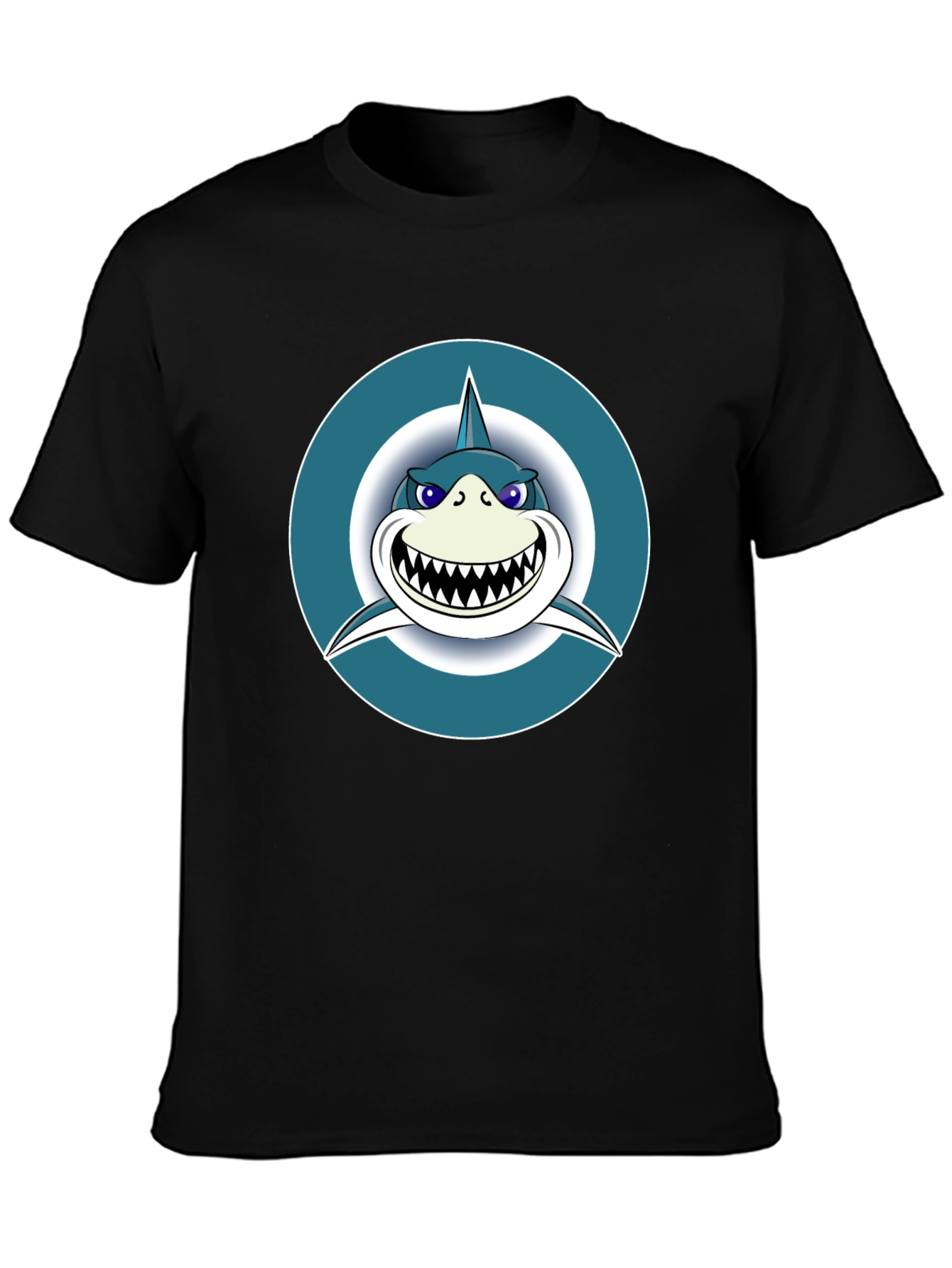 Black Shark Graphic Tee - Men's Black Cotton T-Shirt view 3