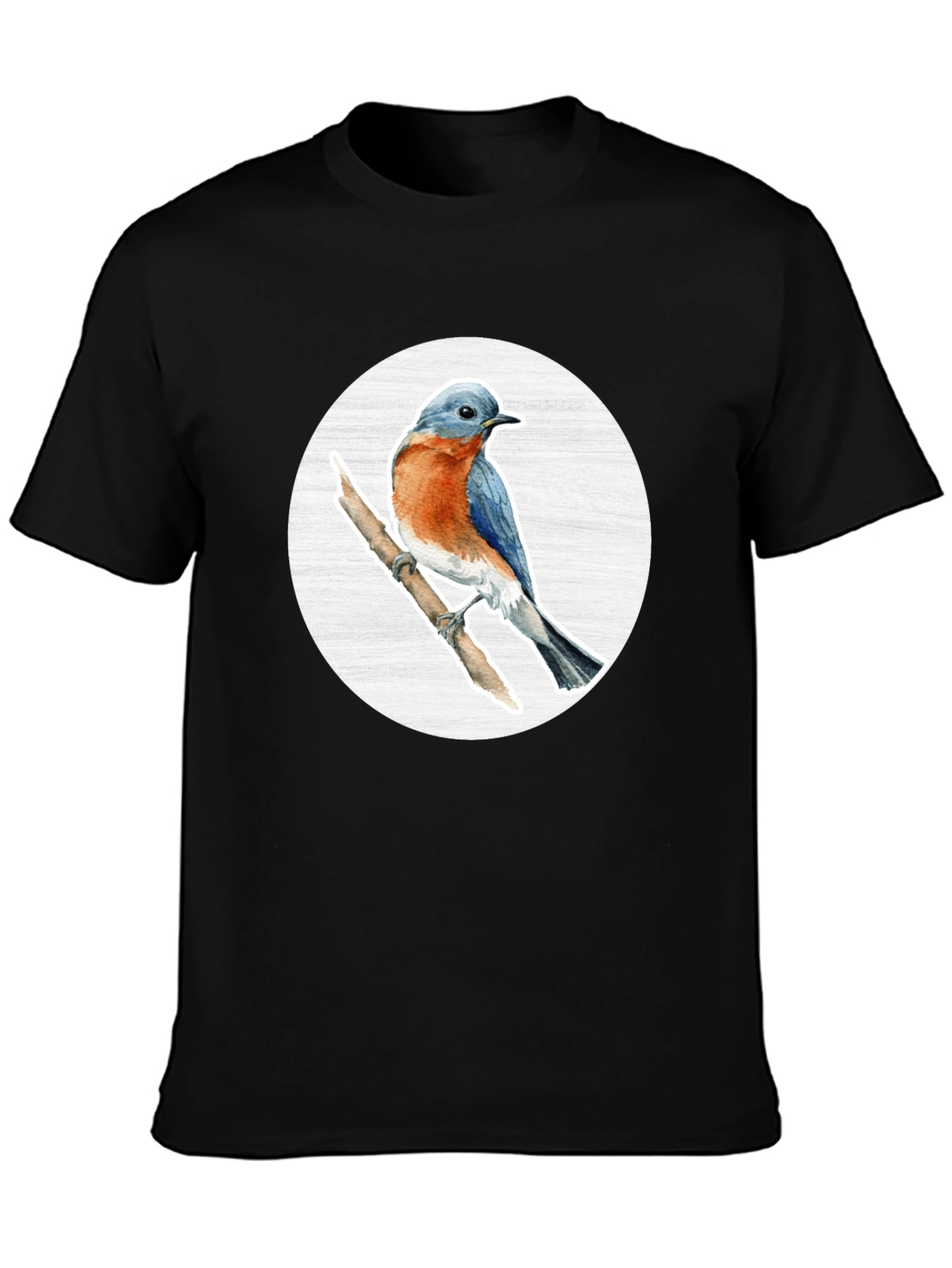 Black Bluebird Branch Graphic Tee - Stylish Bird Lover T-Shirt view 3