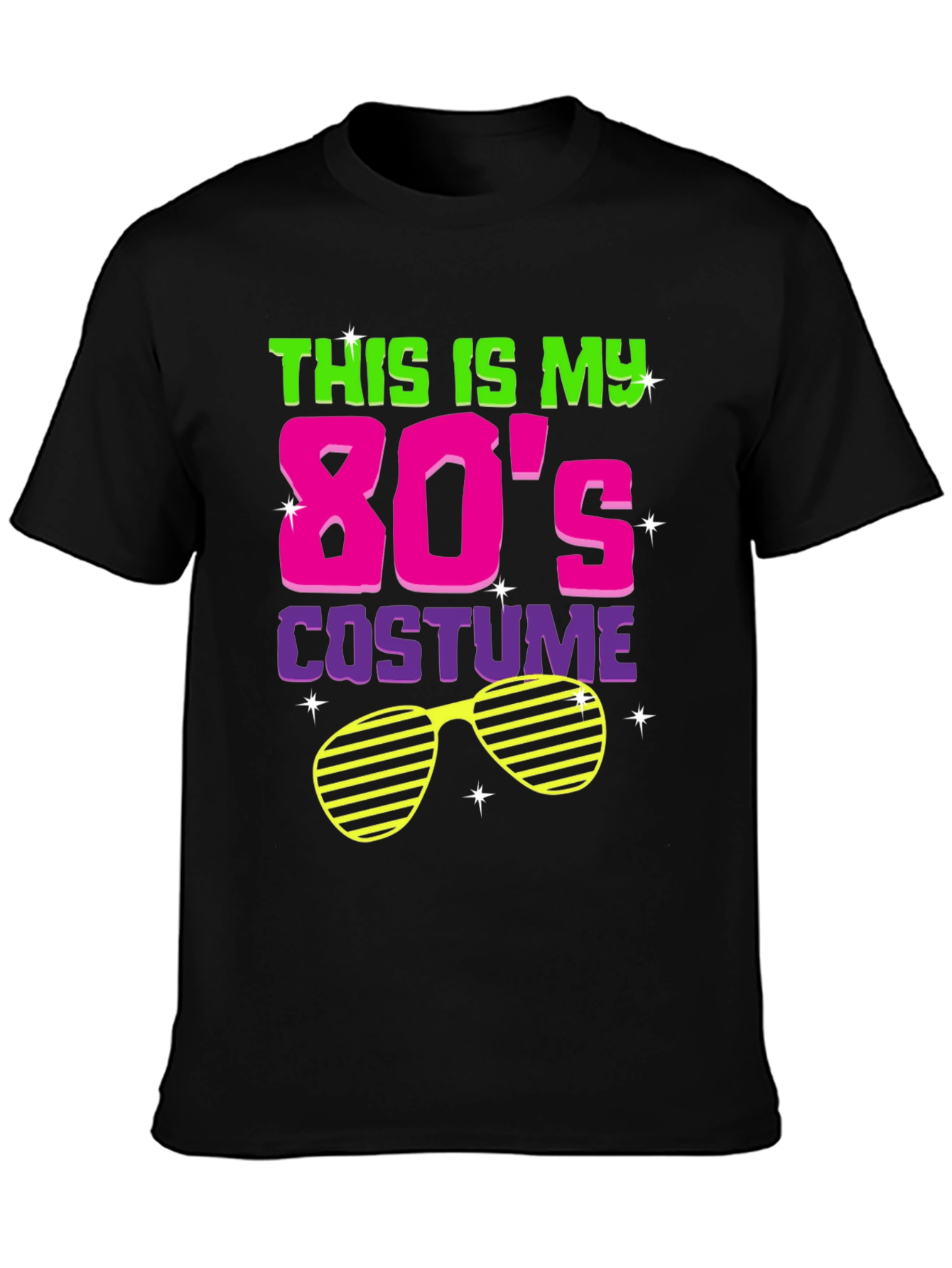 Black Retro 80s Costume T-Shirt view 3