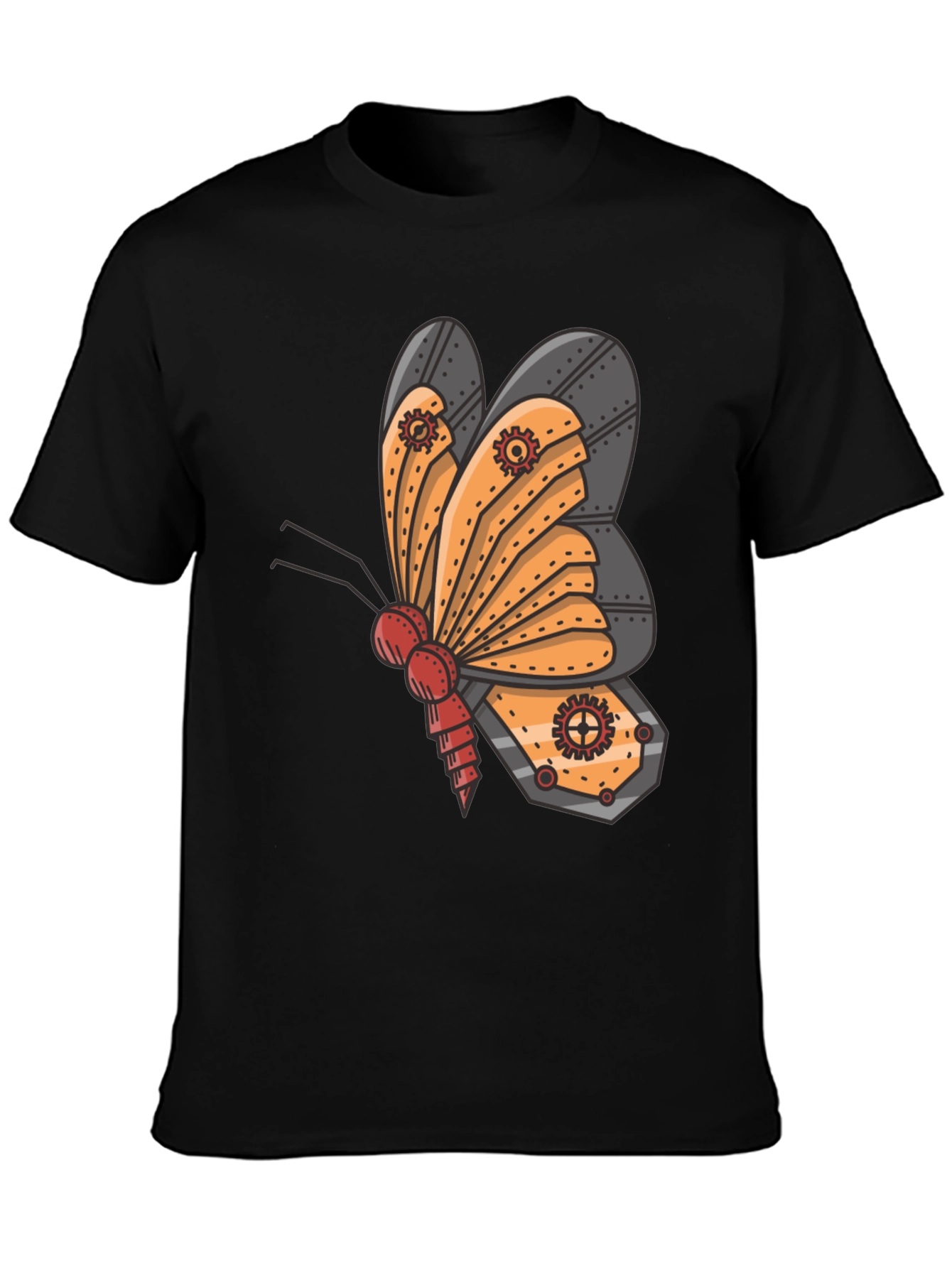Black Steampunk Butterfly Graphic Tee - Unique Insect Design view 3